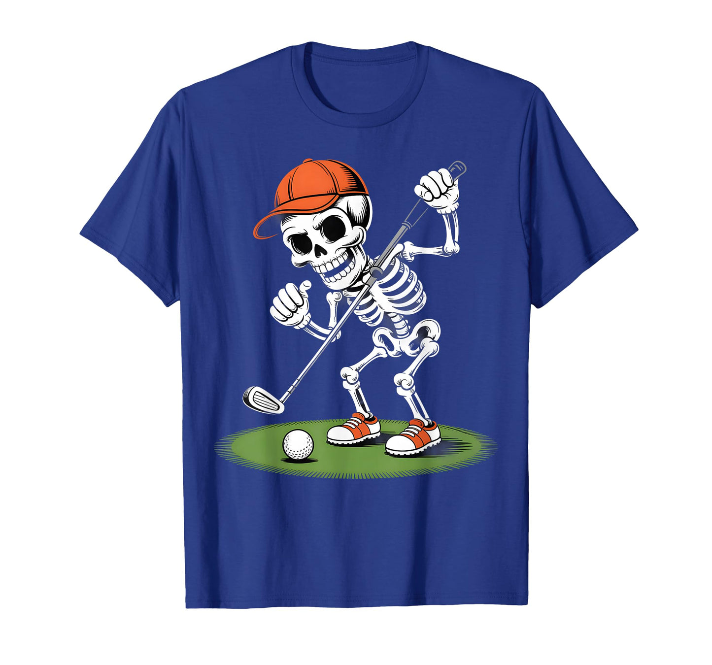 Funny Skeleton Golfer Cartoon Halloween Golf Humor T-Shirt