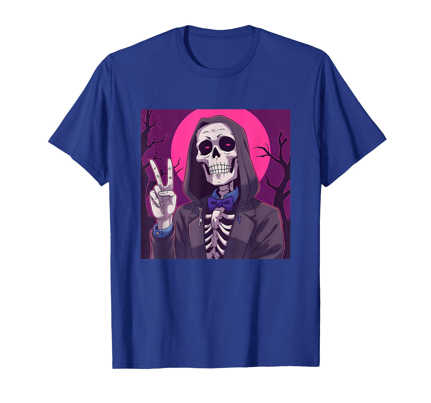 Skeleton Hand Peace Sign Anime Halloween All Hallows Eve T-Shirt