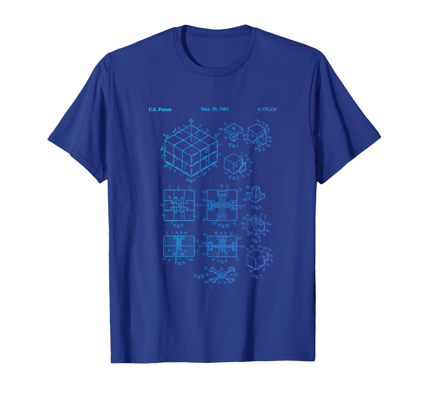 Competitive Puzzle Cube Rubik Patent Speed Cubing Retro Math T-Shirt