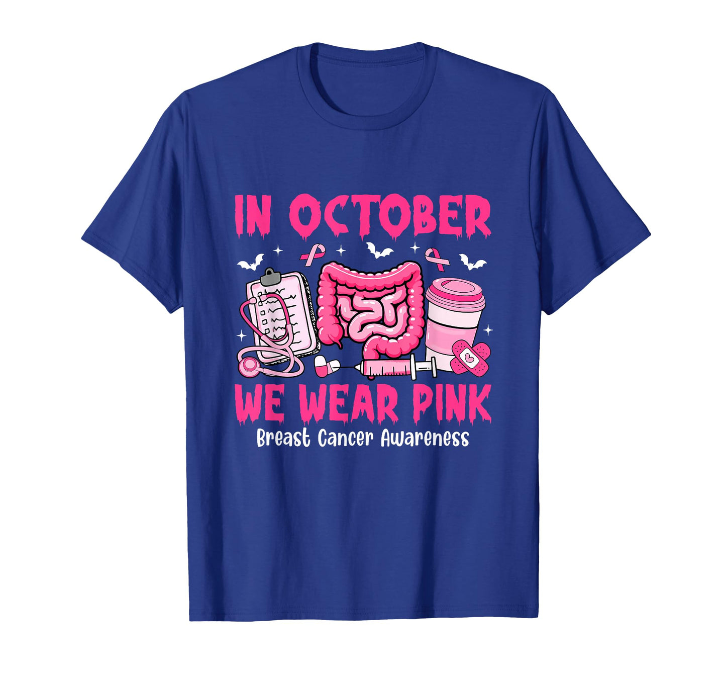 in October We Wear Pink Gastro Nurse Breast Cancer T-Shirt