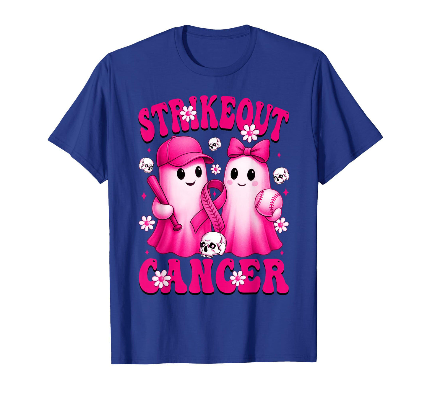 Strikeout Breast Cancer Awareness Warriors Ghost Baseball T-Shirt