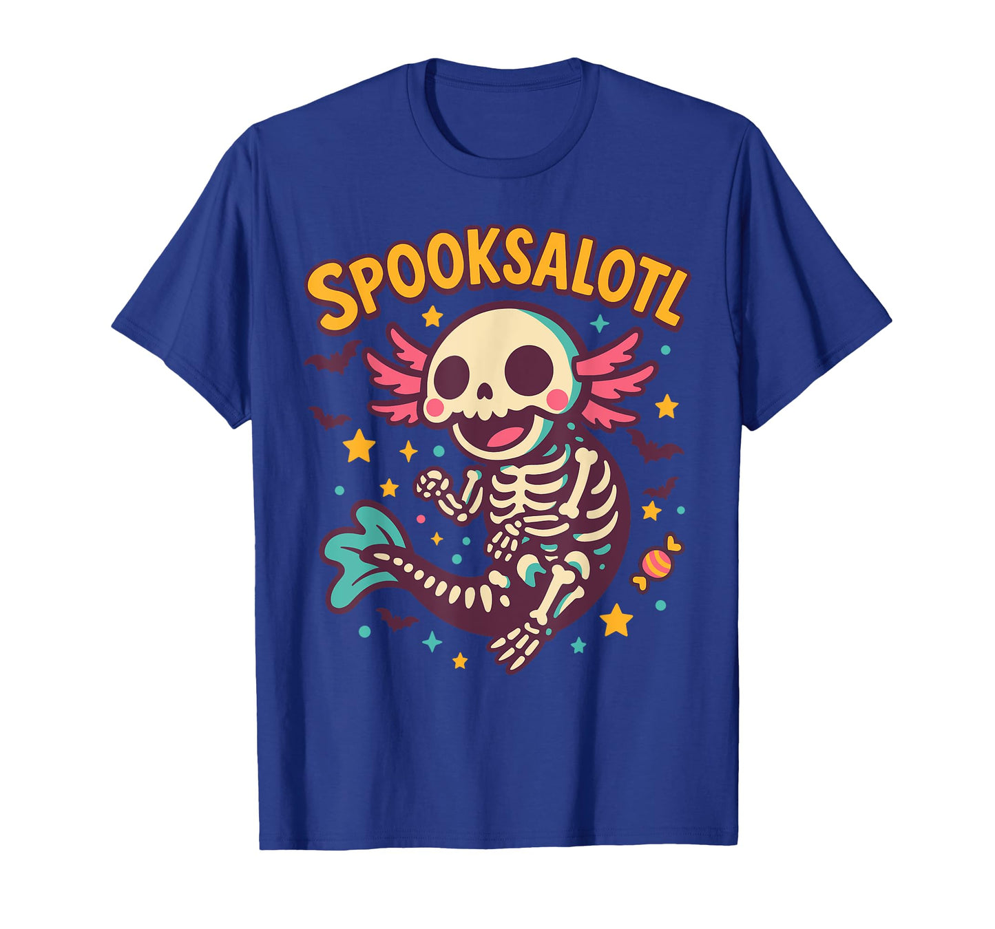 Spooky Axolotl Skeleton Cute Halloween T-Shirt