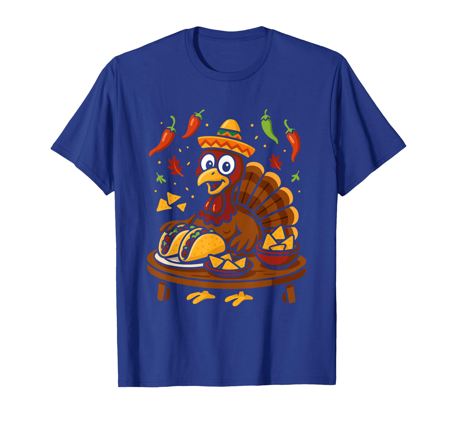 Eat Tacos Funny Thanksgiving Turkey with Sombrero and Nachos T-Shirt
