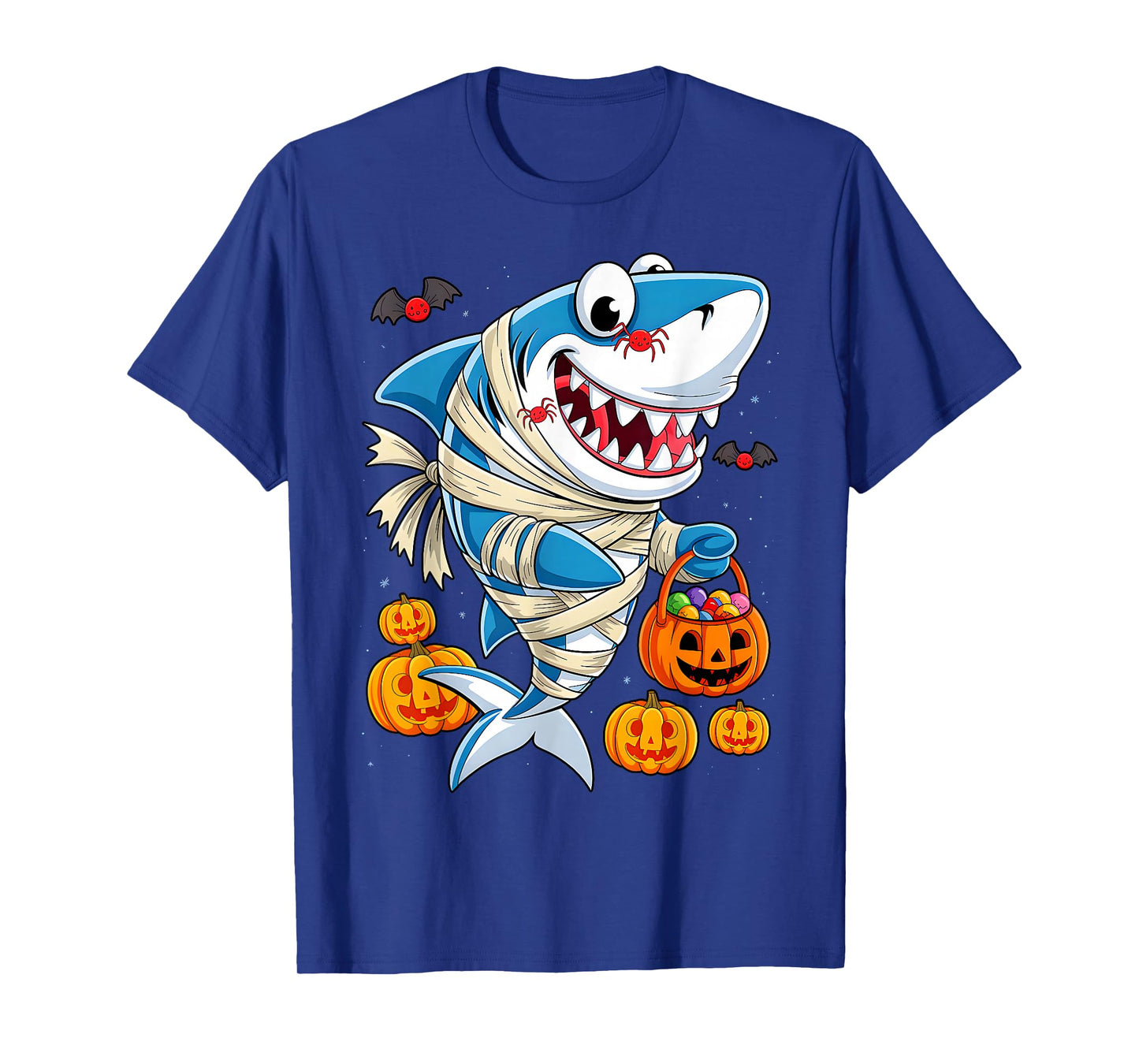 Mom Mummy Shark Pumpkin Spider Treats Funny Fish Halloween T-Shirt