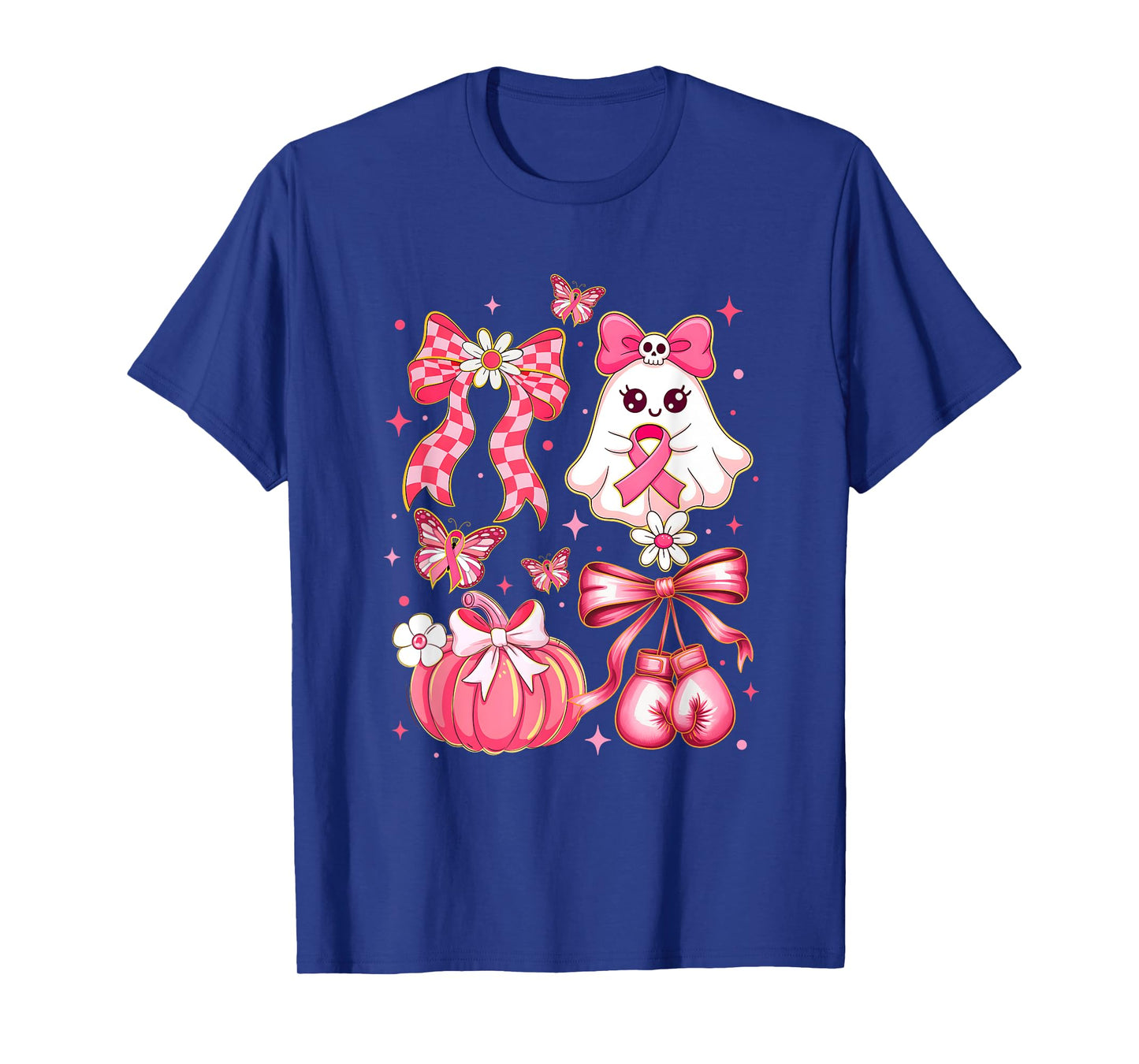 Breast Cancer Ghost Coquette Pink Ribbon Halloween Pumpkin T-Shirt
