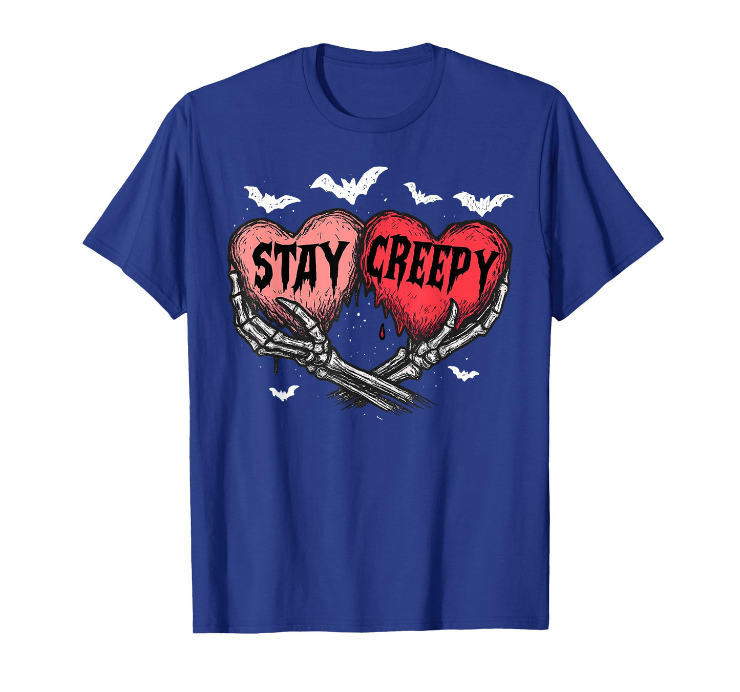 Stay Creepy Dripping Heart Halloween Skeleton Hand Spooky T-Shirt
