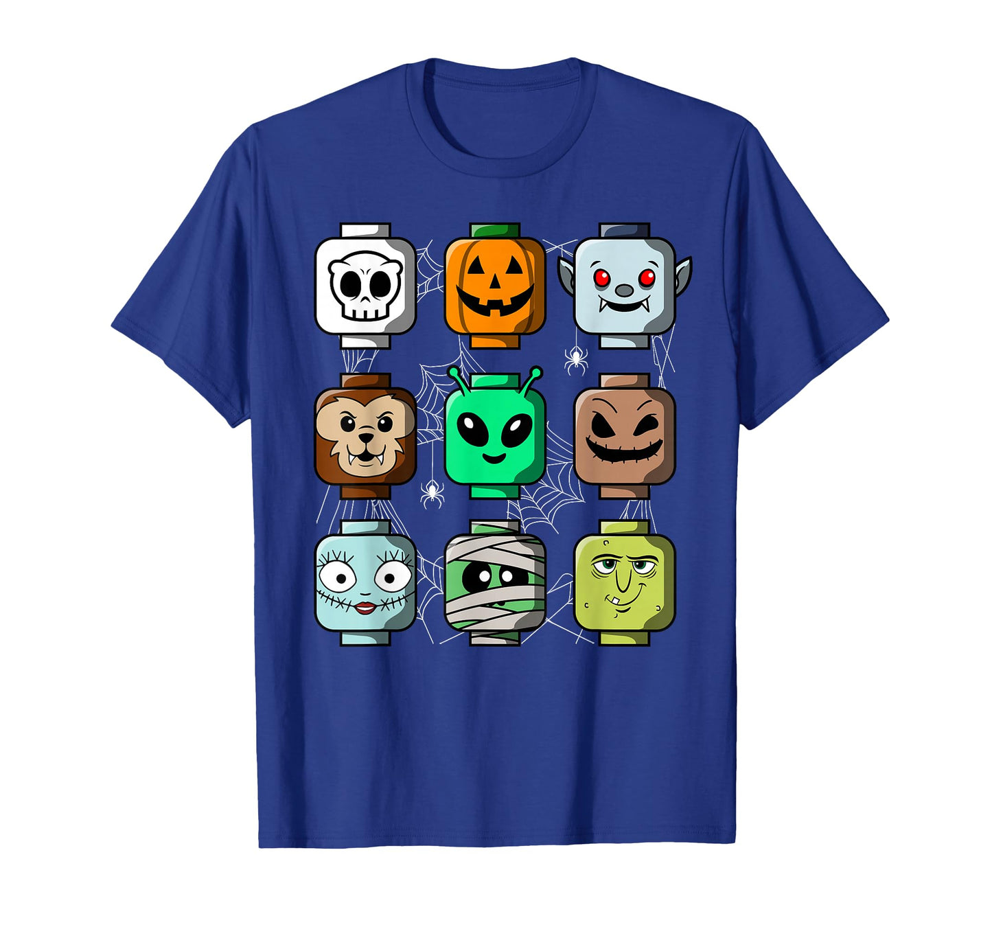 Halloween Building Brick Head Ghost Spooky Characters T-Shirt