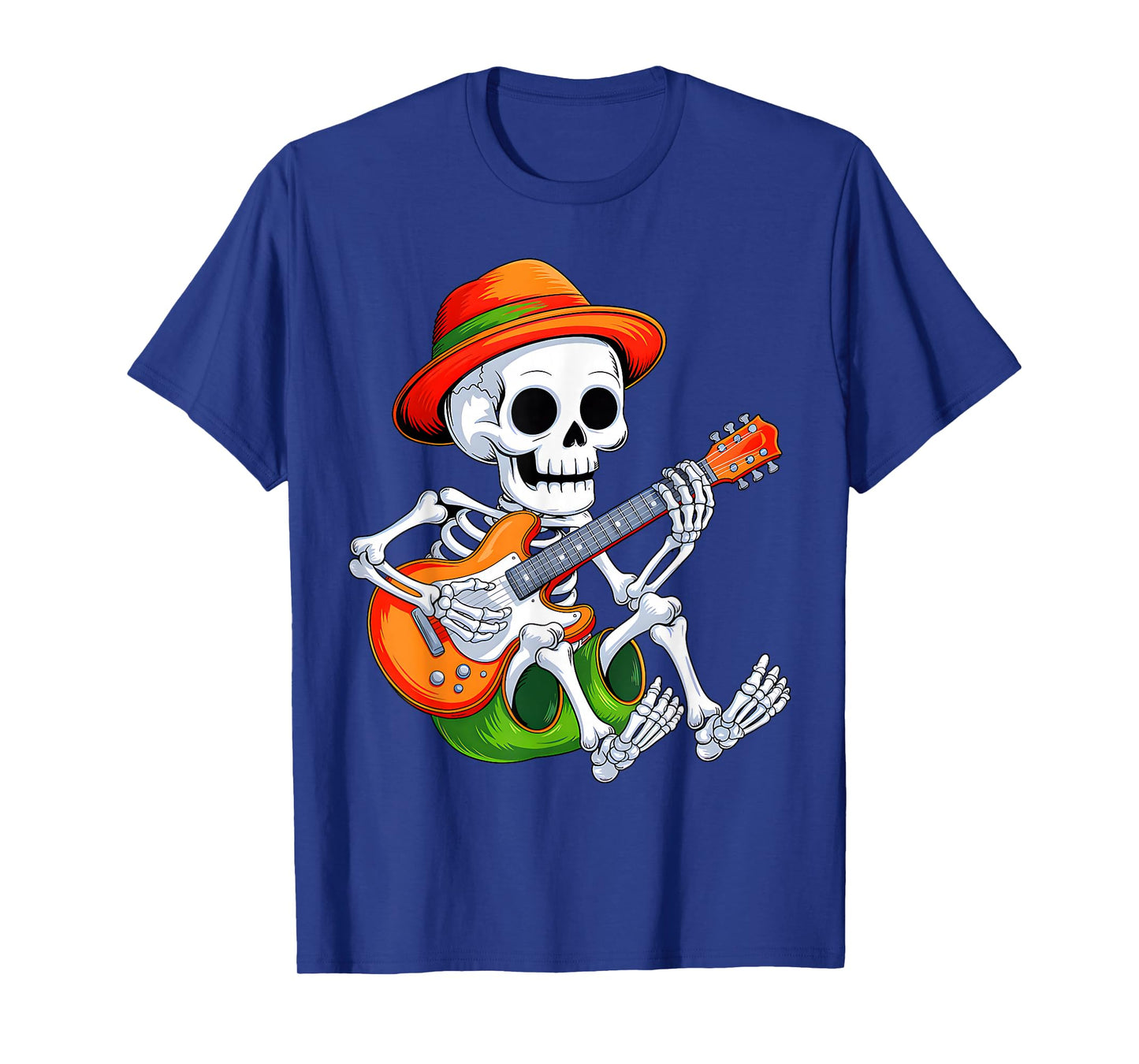 Skeleton Playing Electric Guitar Rock Halloween Men Boys Kid T-Shirt