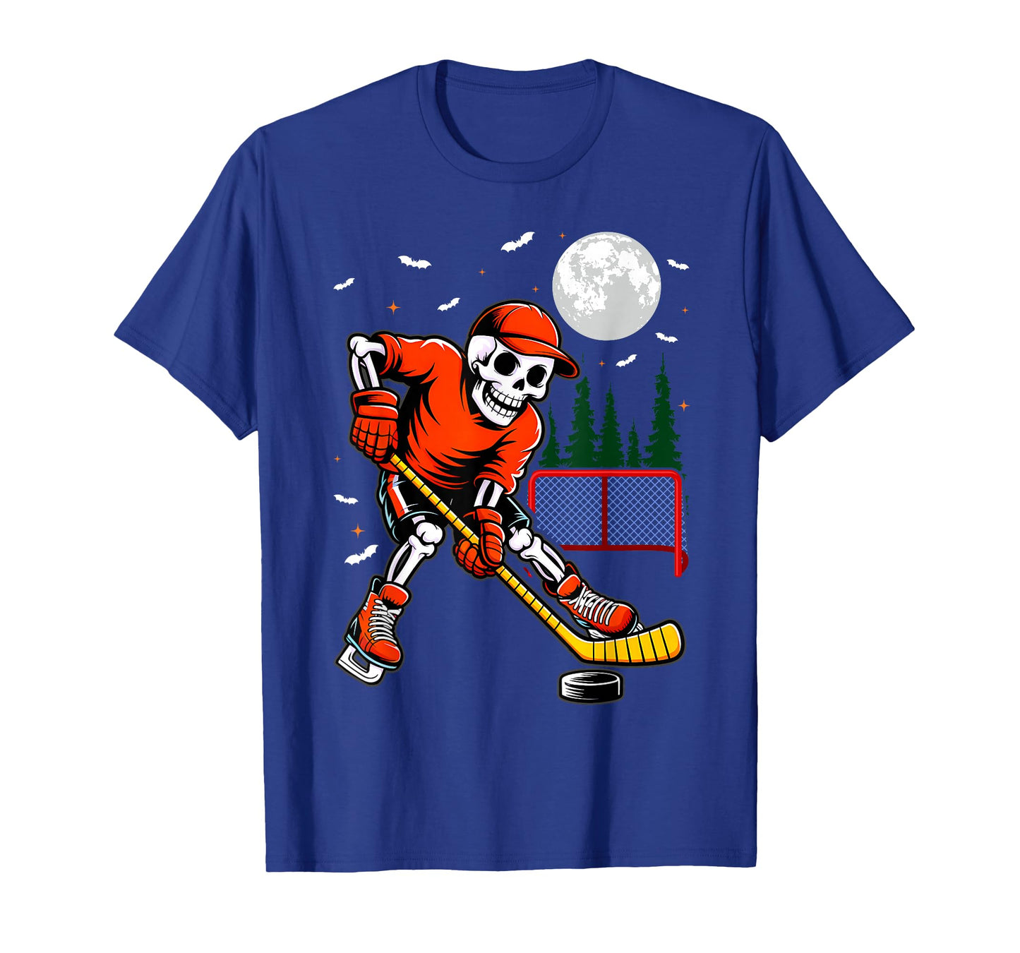 Skeleton Ice Hockey Halloween Boys Funny T-Shirt