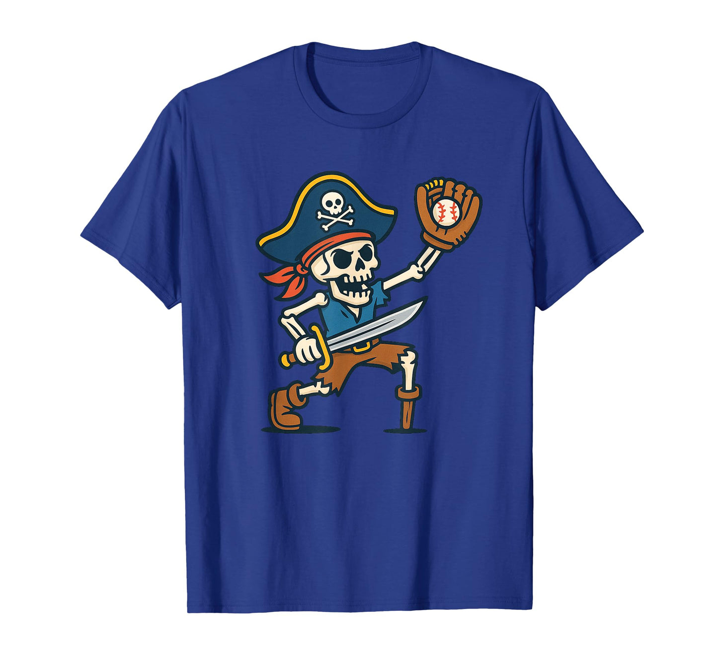 Pirate Skeleton Baseball Funny Halloween Men Women Kids T-Shirt
