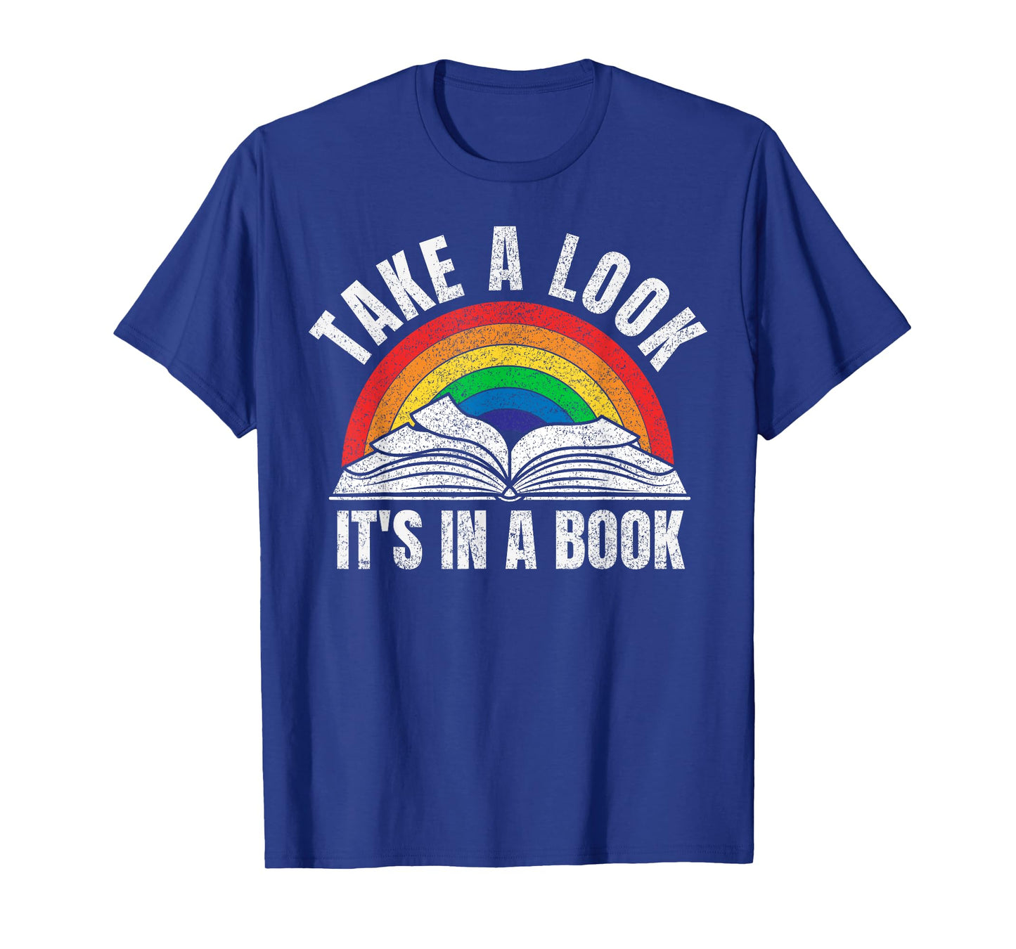 vintage retro rainbow take a look it's in a book reading art T-Shirt