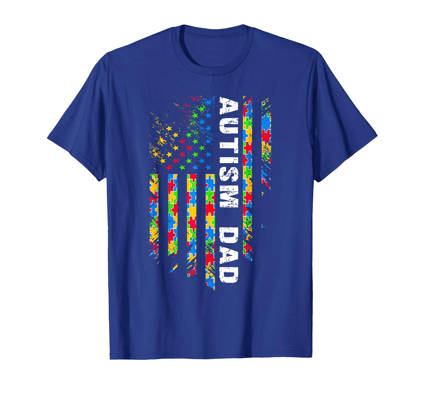 Autism Dad Awareness American Flag USA Men Women Kids T-Shirt