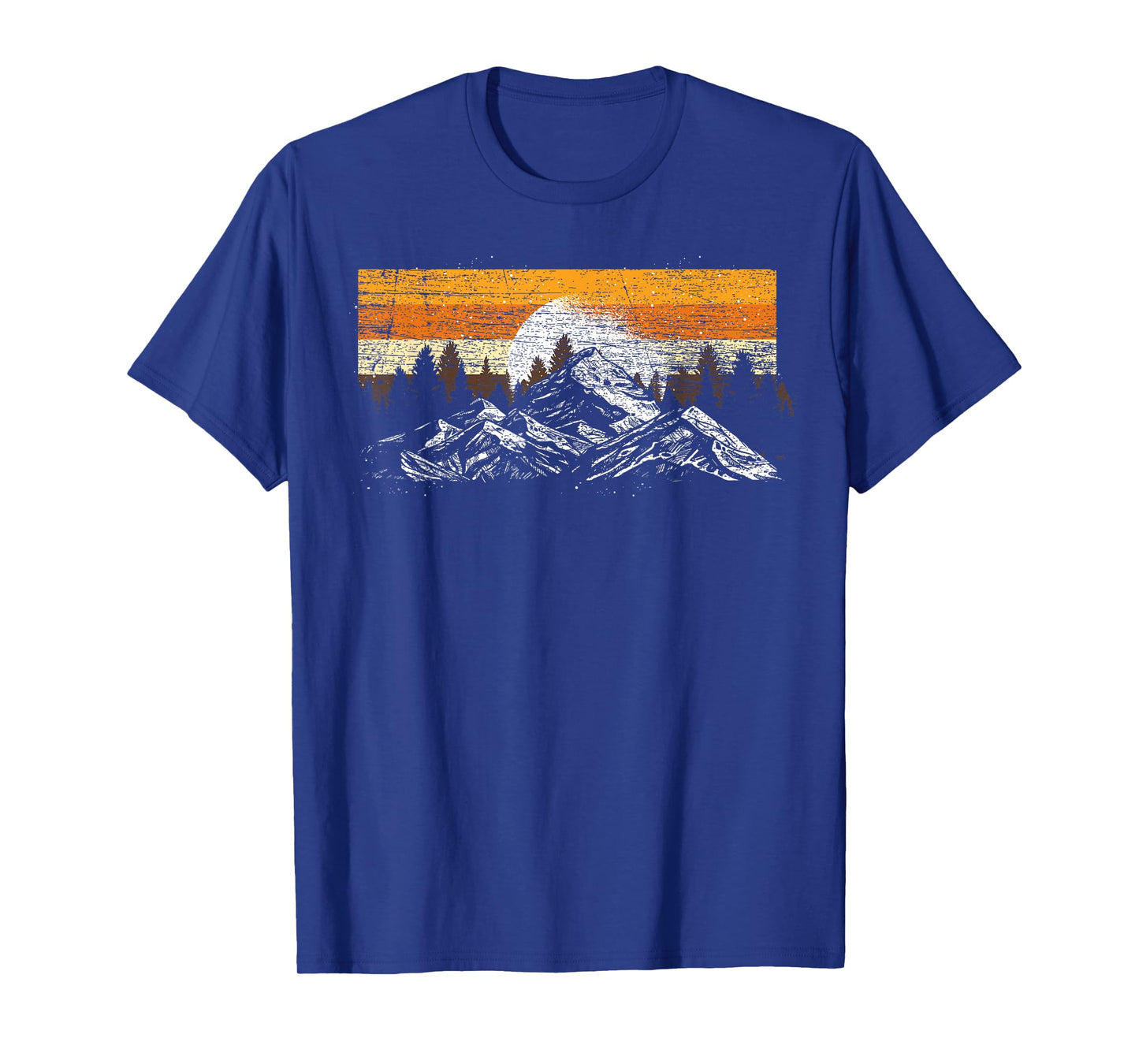 Moonlight Nature Trees Mountains Retro Hiking Forest T-Shirt