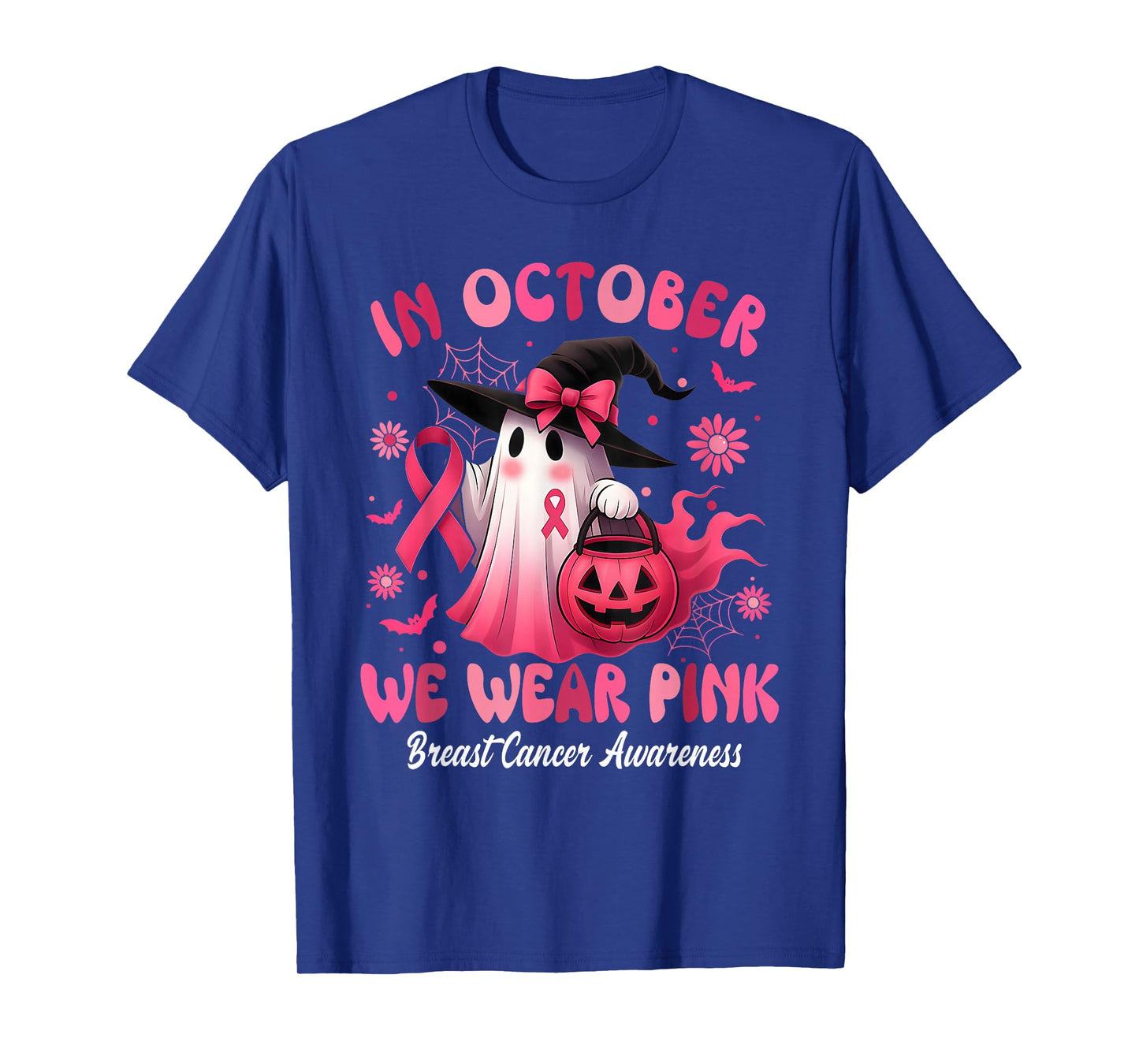 Breast Cancer Women Halloween in October We Wear Pink T-Shirt