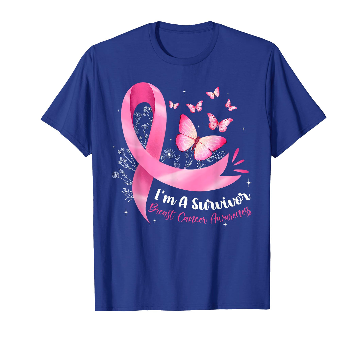I'm A Survivor Breast Cancer Awareness Butterfly Pink Ribbon T-Shirt