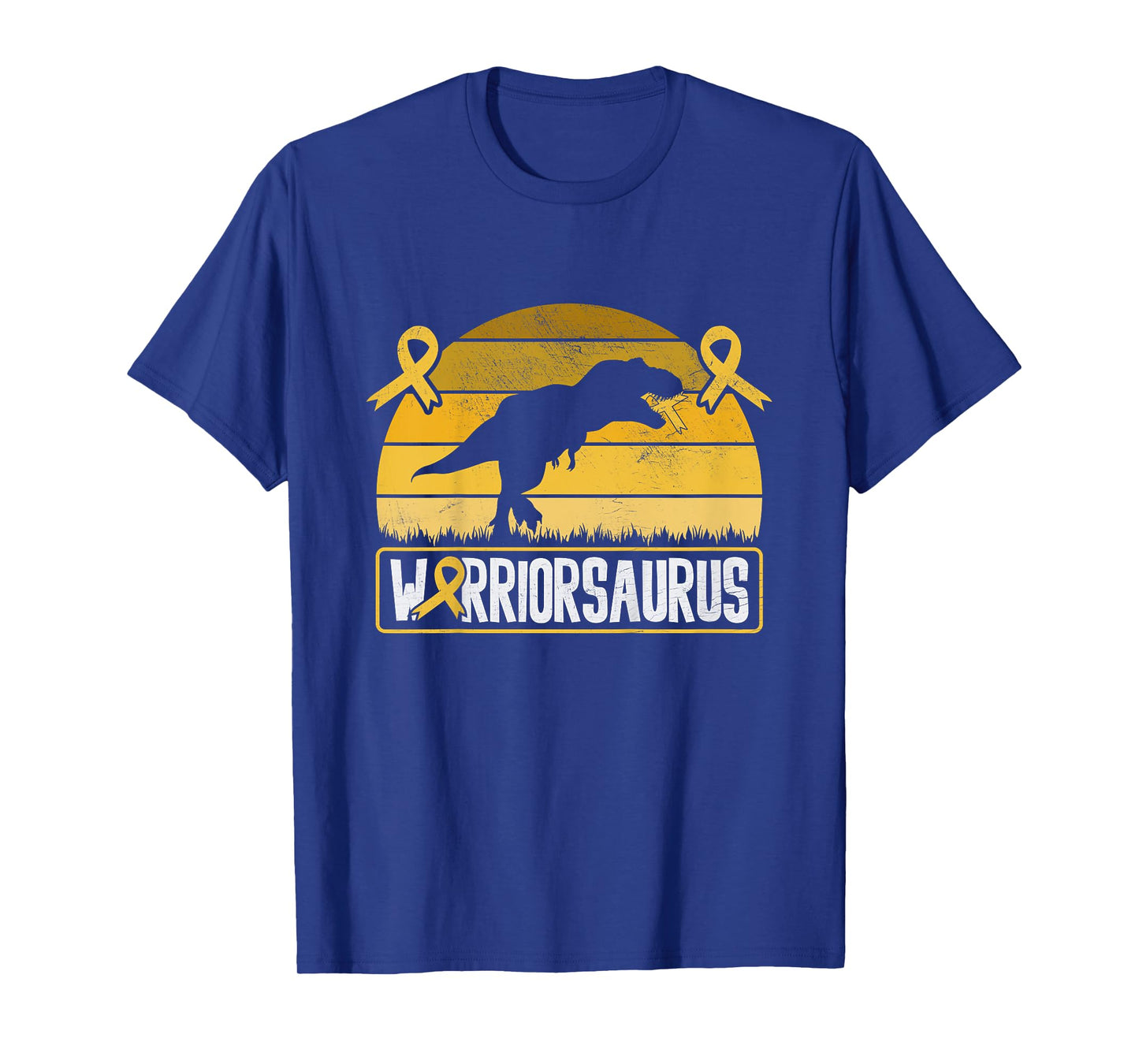 Warriorsaurus Childhood Cancer Awareness Warrior Gold Ribbon T-Shirt
