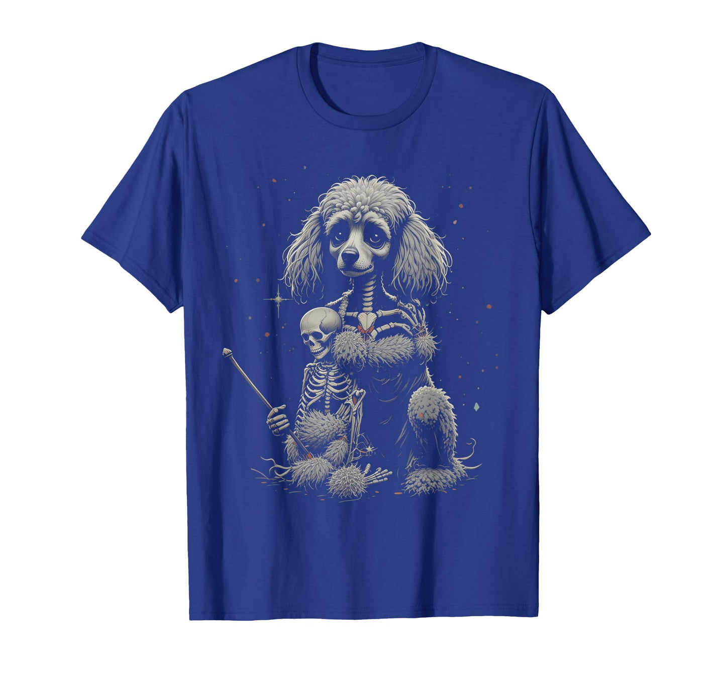 Skeleton Hugging Poodle Halloween Lover Mom Dad T-Shirt