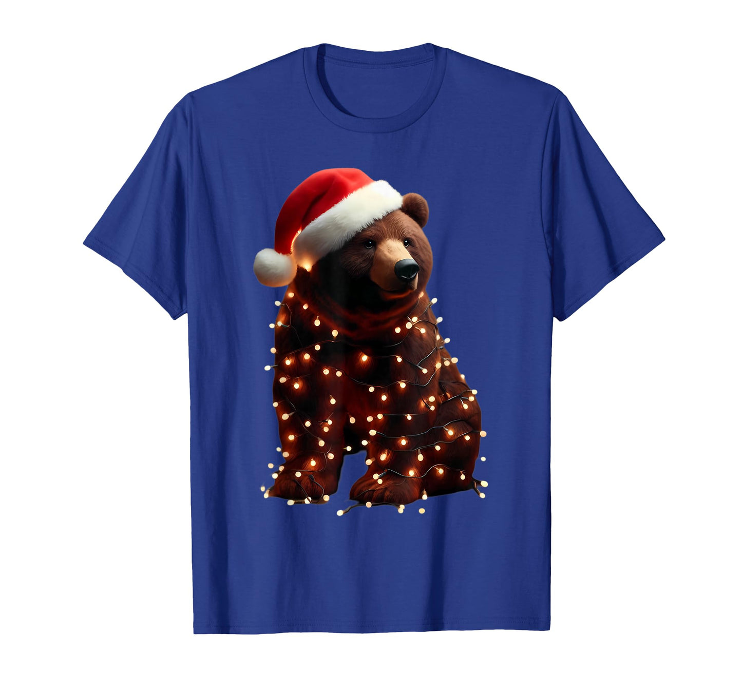 Bear With Santa Hat And Christmas Lights Xmas Brown Bears T-Shirt