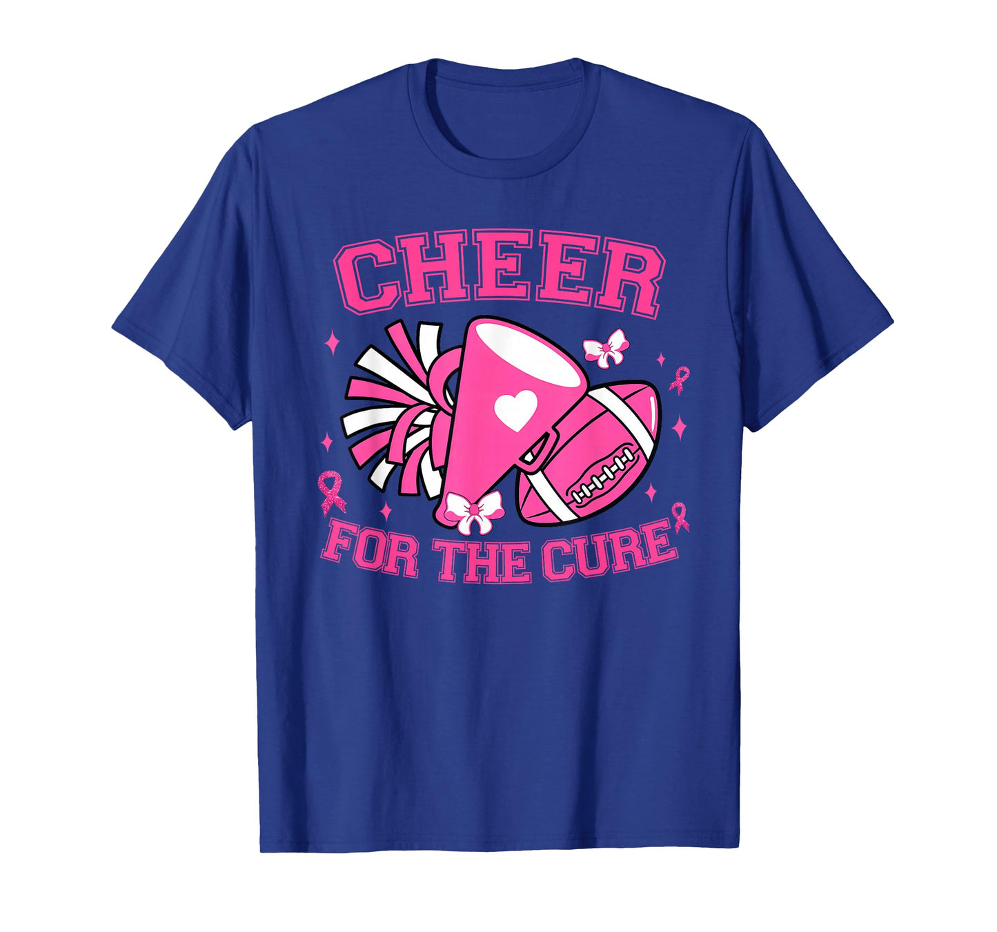 Cheer For The Cure Cheer Pink Ribbon Football Women Girls T-Shirt