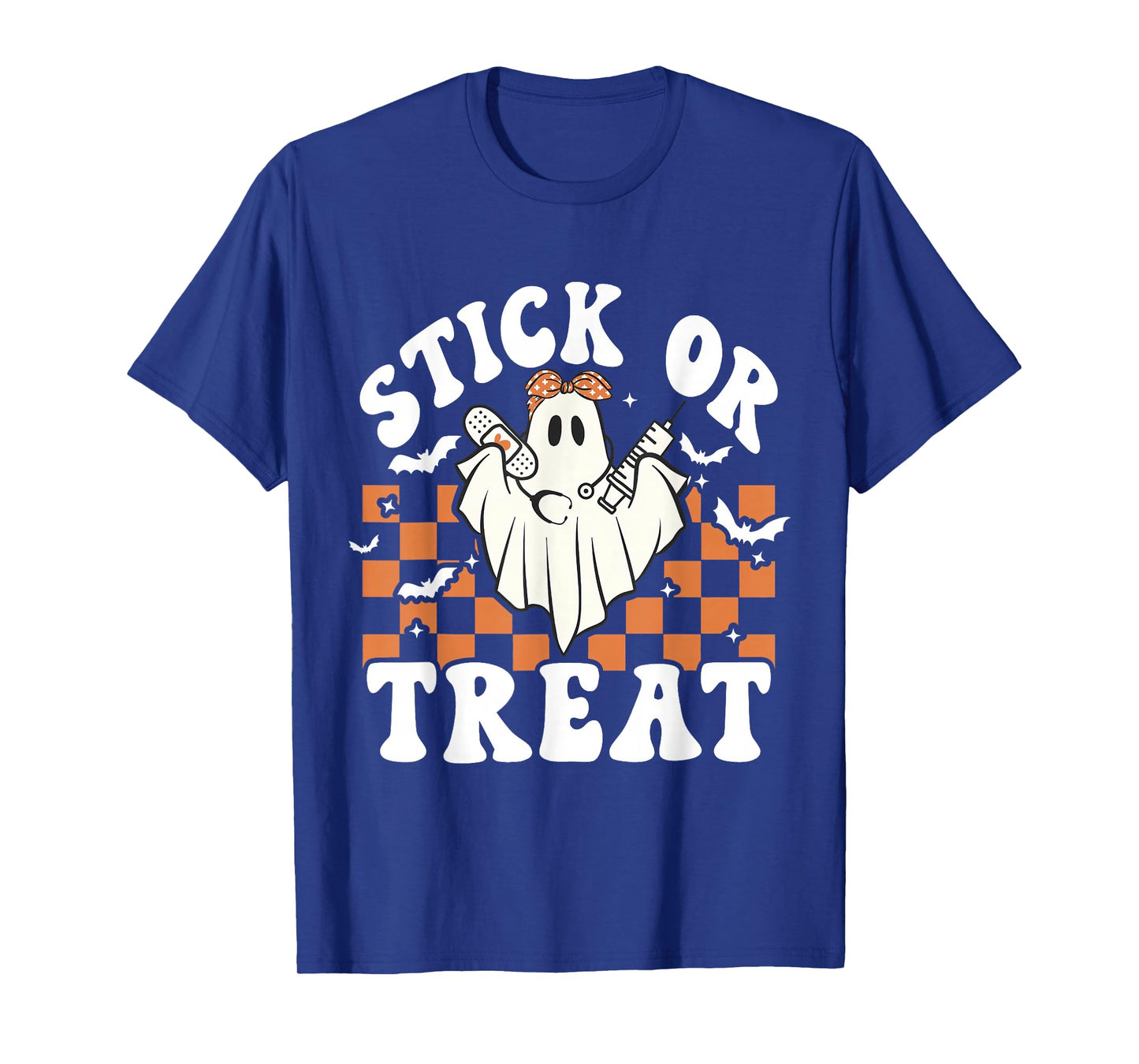 Stick Or Treat Ghost Nurse Phlebotomy Tech Hospital Spooky T-Shirt