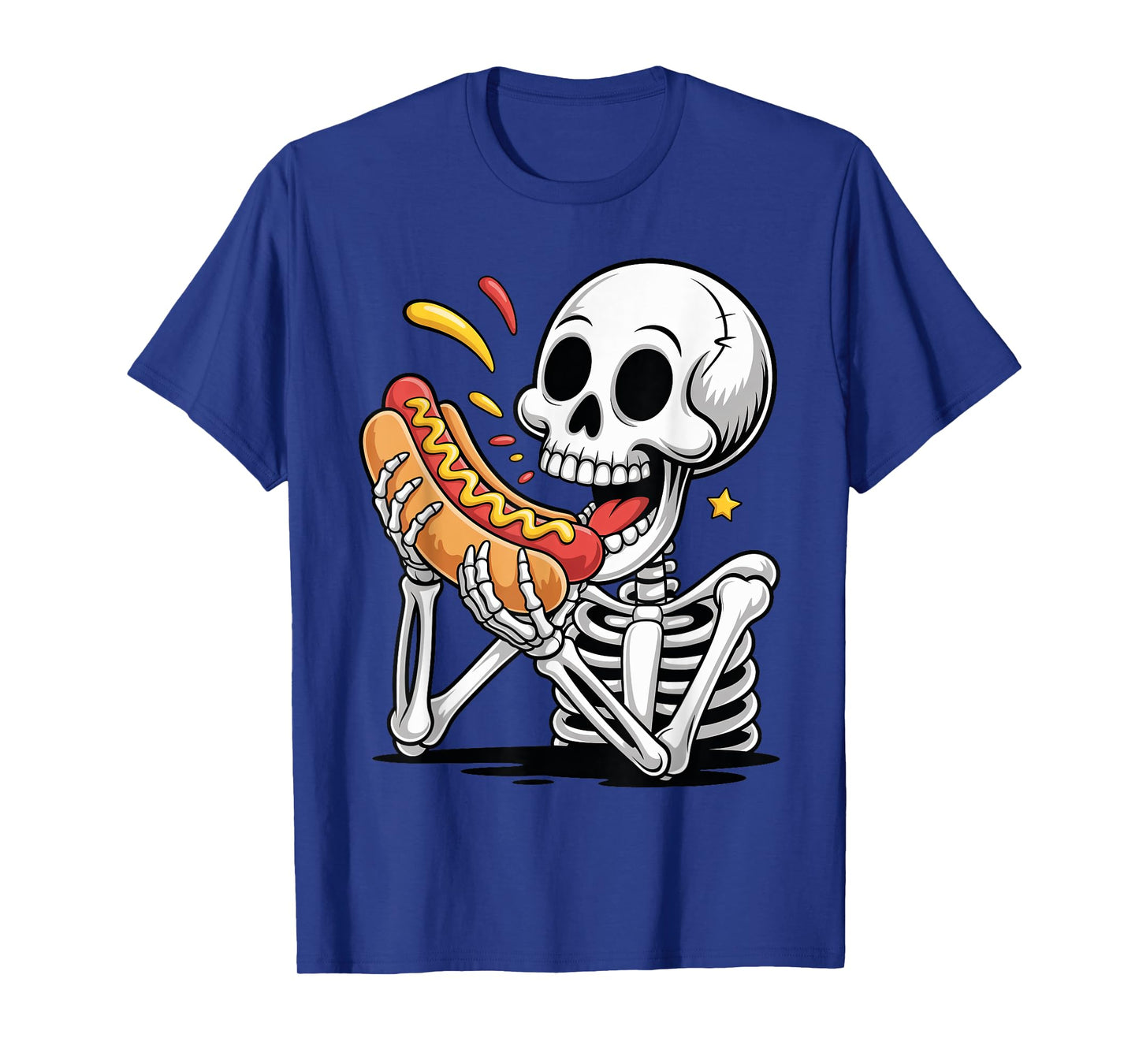Halloween Skeleton Eating Hot Dog Funny Kids Trick or Treat T-Shirt