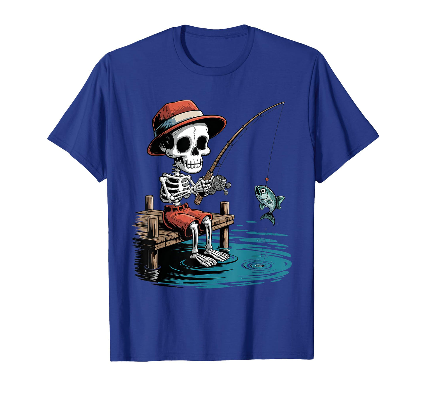 Funny Fisherman Skeleton Fishing Halloween Costume Men Women T-Shirt
