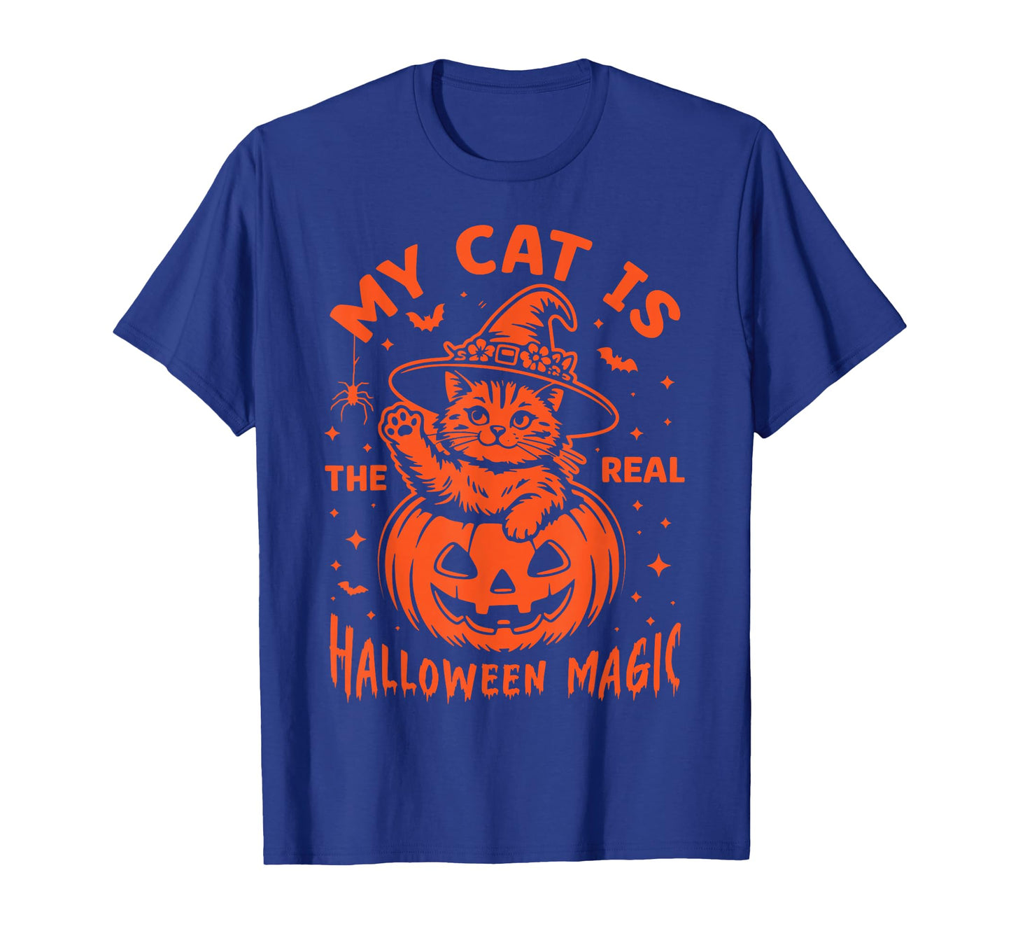 My cat is The Real Halloween Magic Funny Skeleton Witch Hat T-Shirt