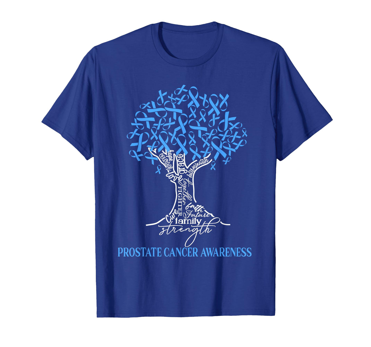 Prostate Cancer Awareness Tree Ribbon Blue T-Shirt