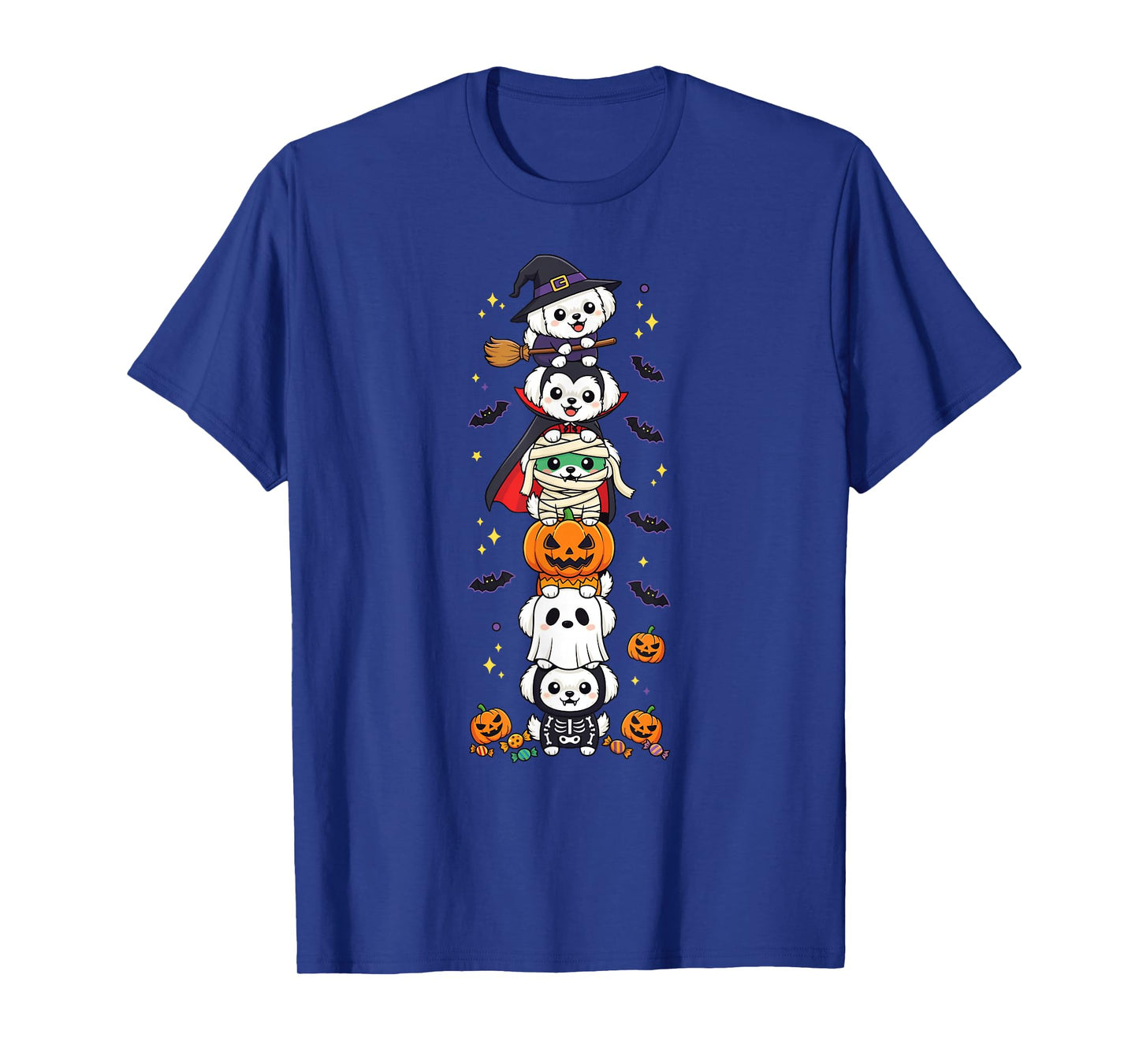 Funny Maltese Witch Vampire Ghost Halloween Kids Mens Womens T-Shirt