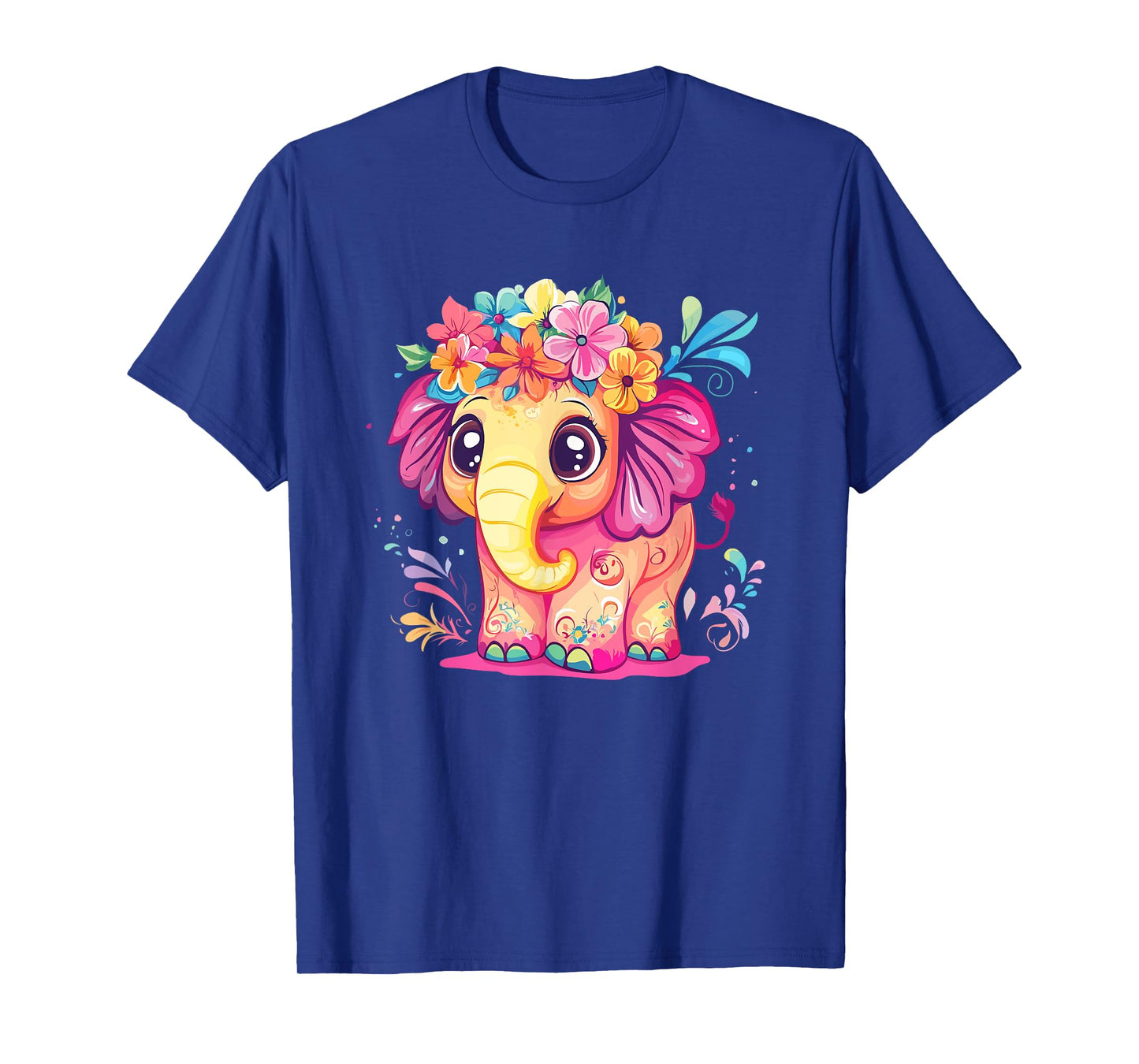 Cute Elephant with Colorful Flower Crown T-Shirt
