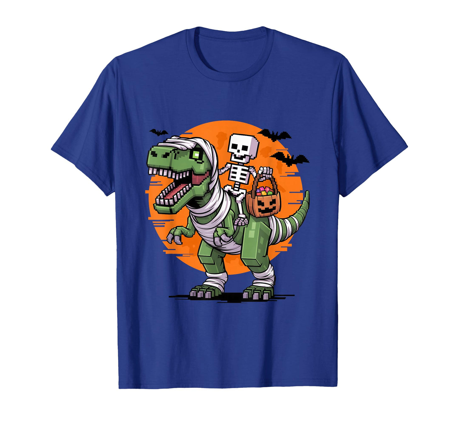 Skeleton Riding Mummy Dinosaur Halloween Gamer Costume T-Shirt