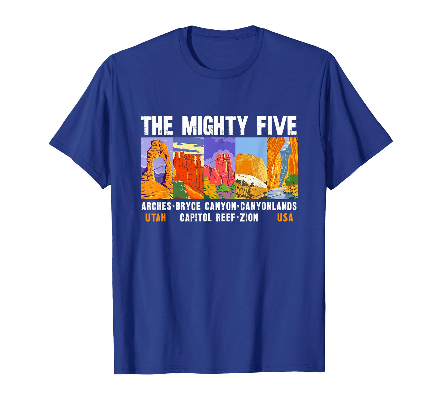 Mighty Five Utah National Parks Distressed Vintage T-Shirt