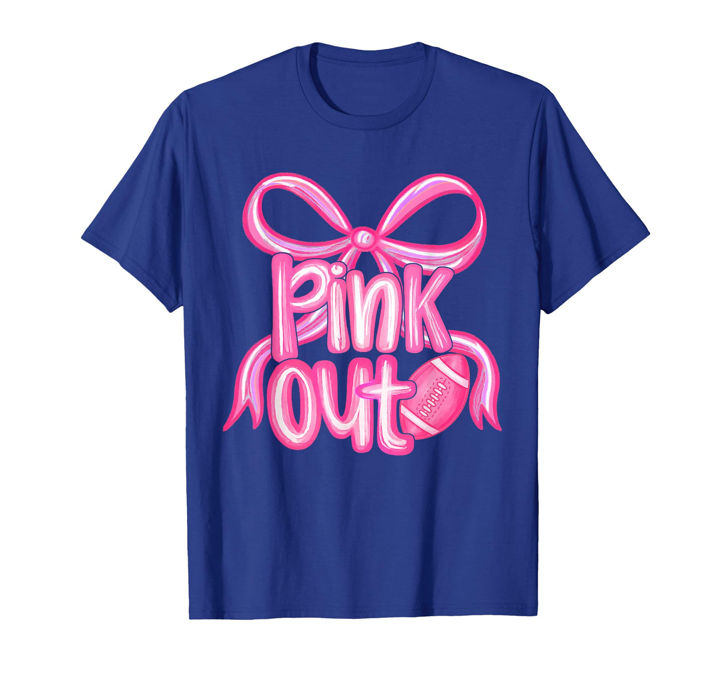 Pink Out Football Bow Preppy Breast Cancer Awareness Women T-Shirt