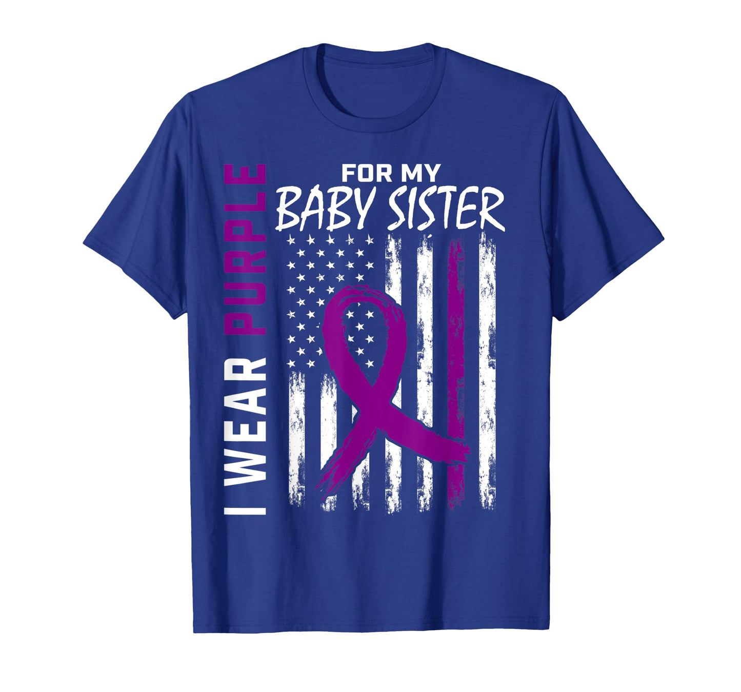 I Wear Purple For My Baby Sister Lupus Awareness USA Flag T-Shirt for Women Kids Men