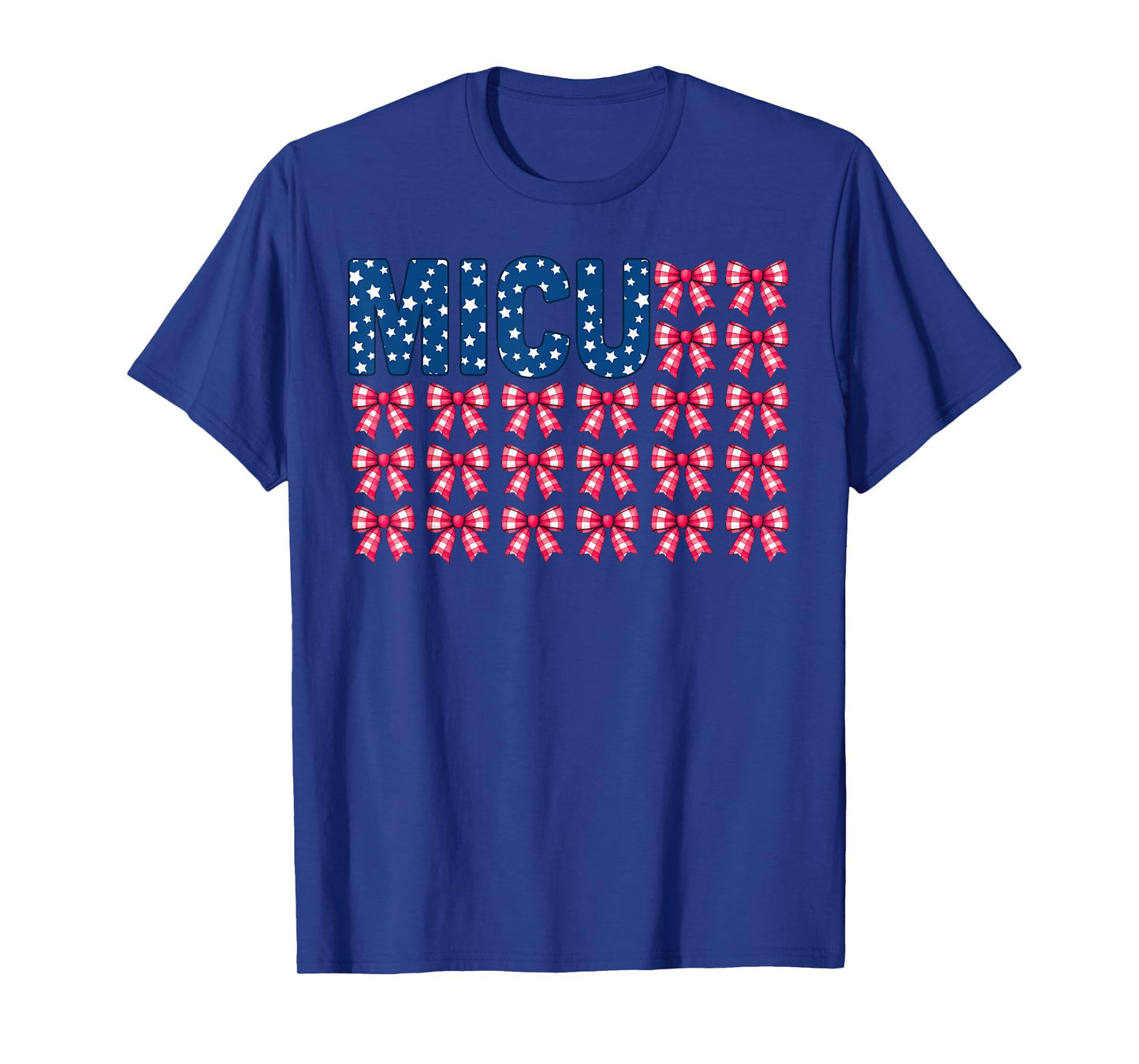 Retro MICU Nurse Coquette Bow US Flag Patriotic 4th Of July T-Shirt