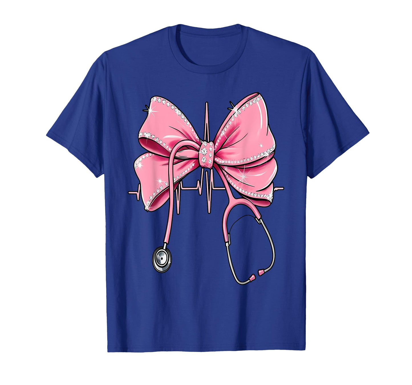 RN Nurse Stethoscope Coquette Bow Heartbeat EKG Nursing T-Shirt