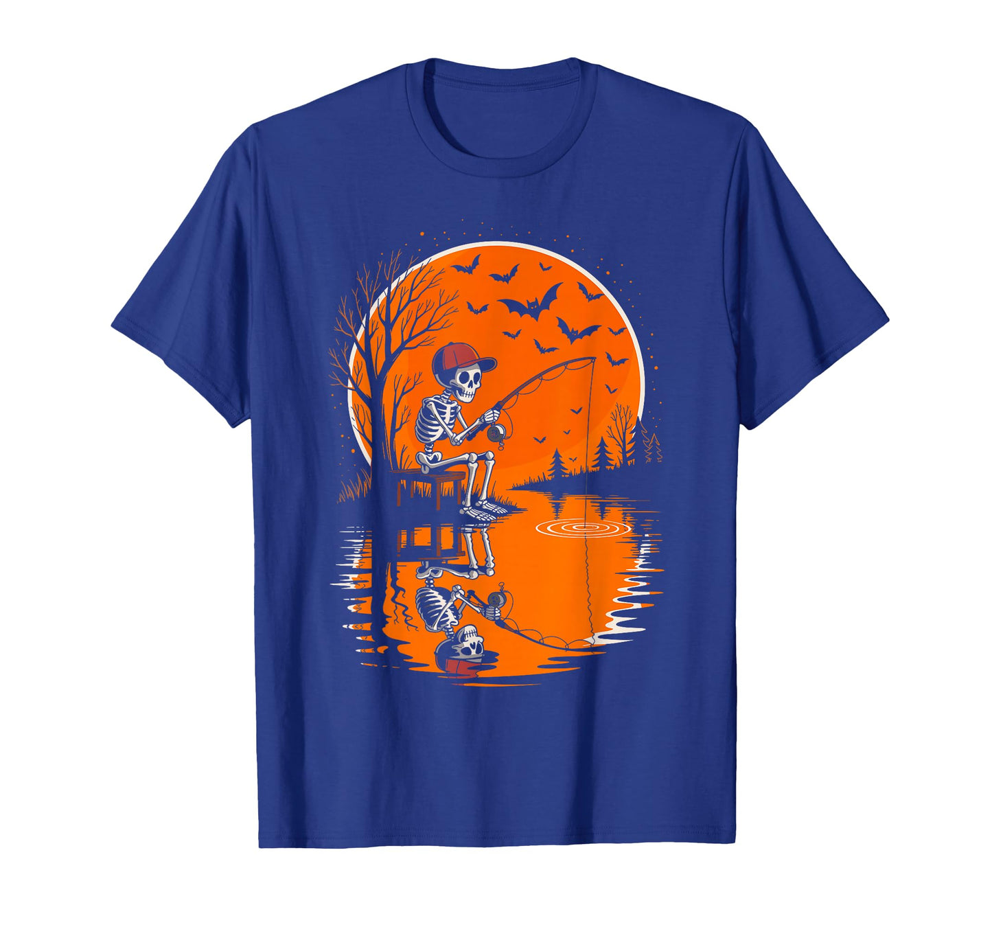 Boys Fishing Halloween Costume Funny Skeleton Kids Fishing T-Shirt