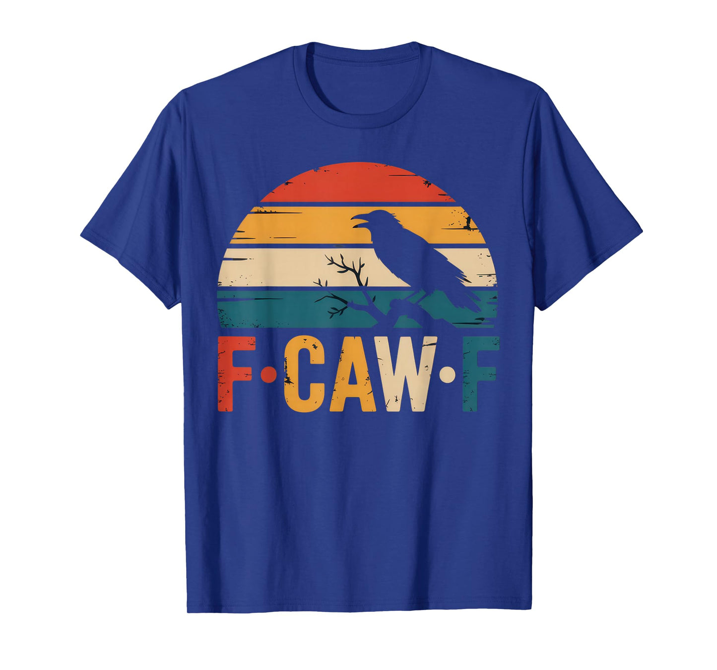 F-CAW-F Funny Retro Raven Outfit Vintage Crow Sunset Look T-Shirt