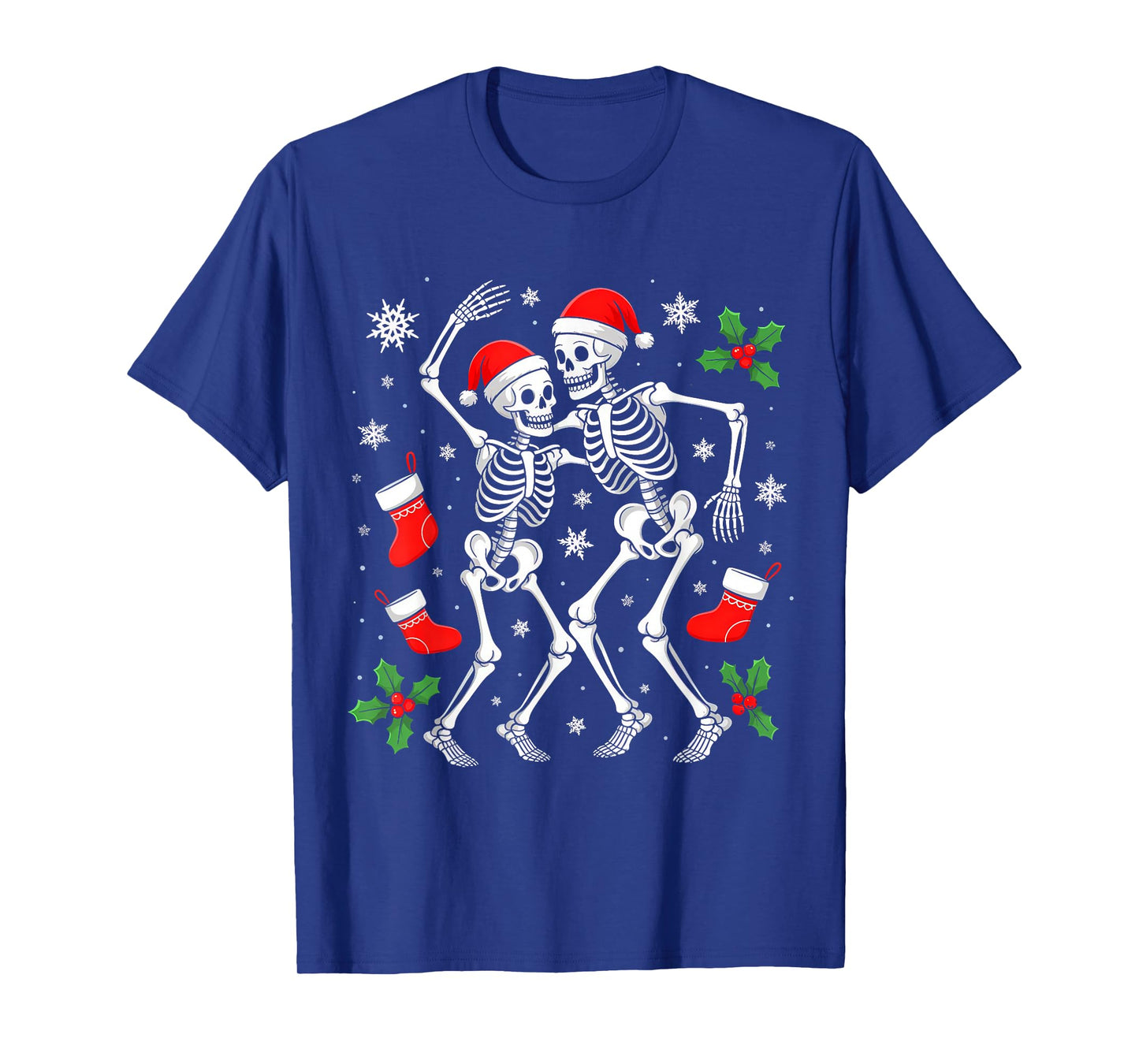 Christmas Dancing Skeletons Funny Xmas Bones Goth Women Men T-Shirt