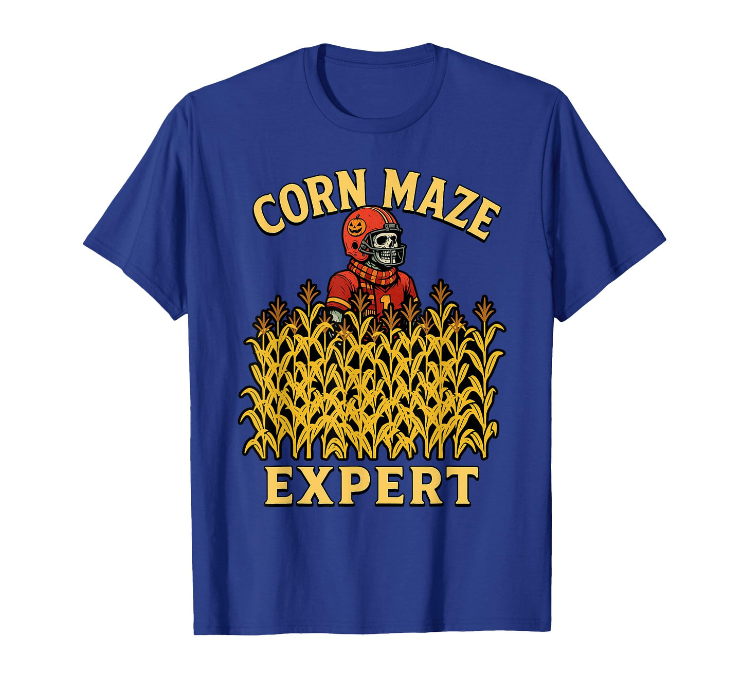 Funny Football Skeleton Corn Maze Expert Fall Kids Halloween T-Shirt