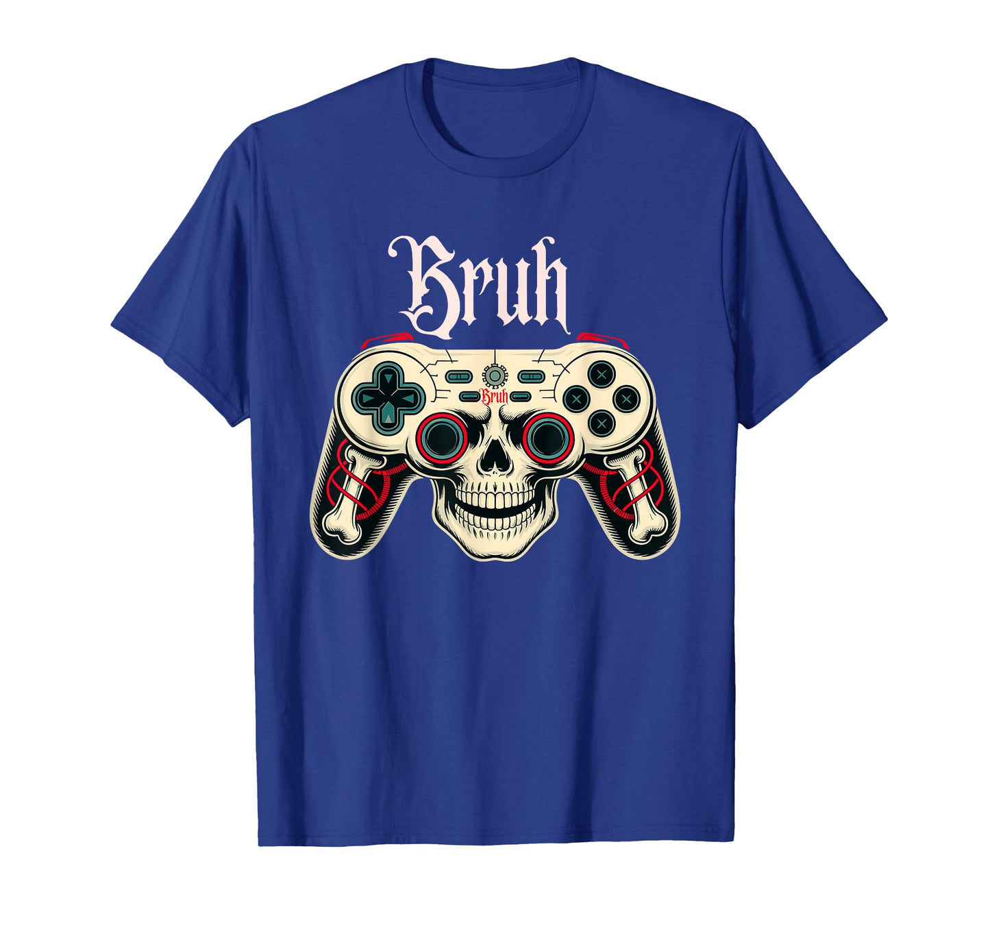 Bruh Skeleton Skull Gamer Controller Halloween Style T-Shirt