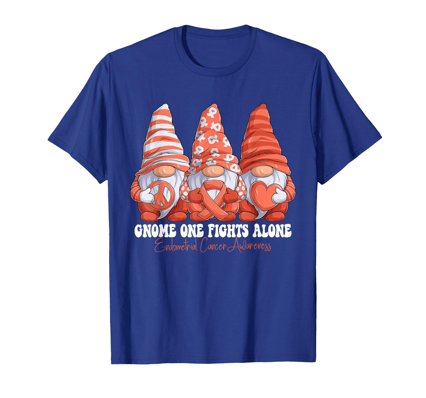 Endometrial Cancer Awareness Month Peach Ribbon Gnomies T-Shirt