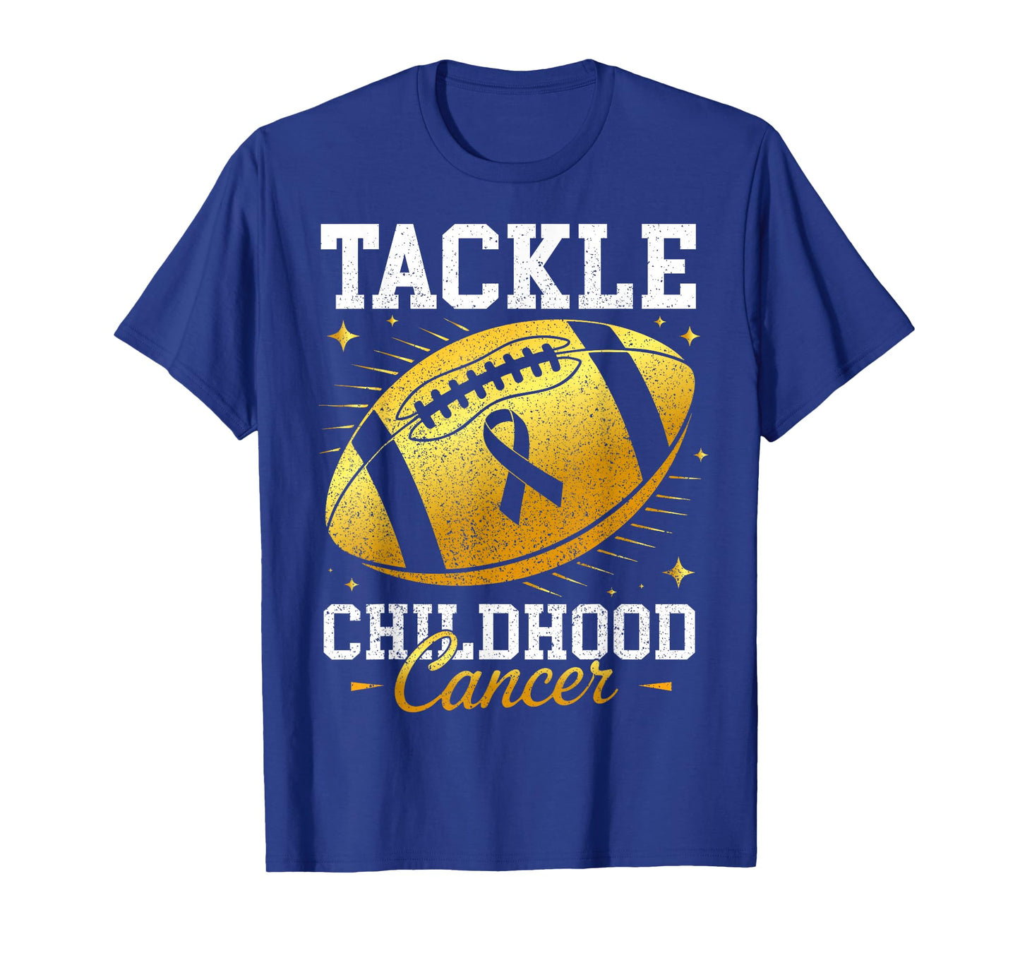 Football Gold Ribbon Tackle Childhood Cancer Awareness Kids T-Shirt