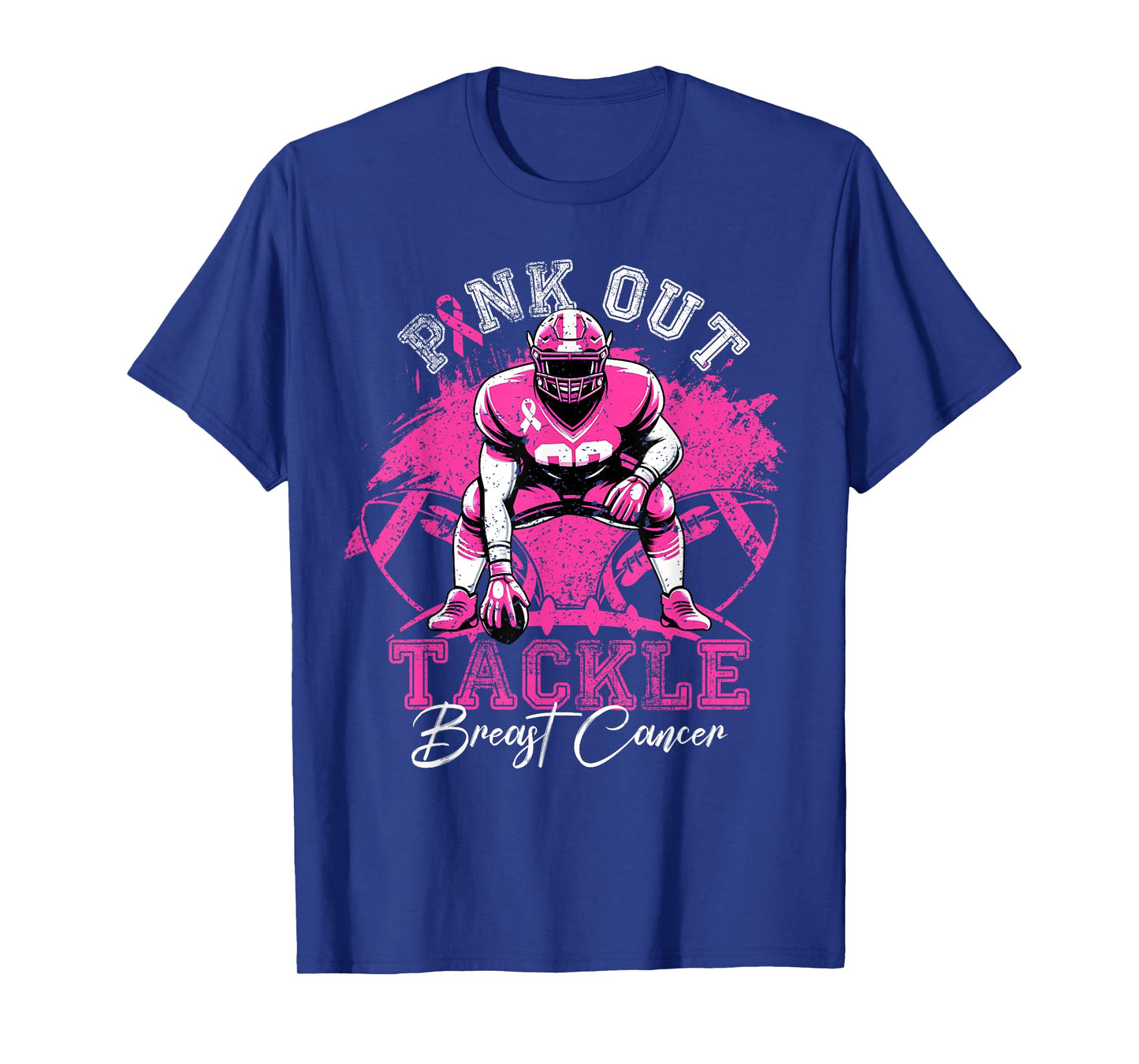 Pink Out Tackle Breast Cancer Awareness Football Pink Ribbon T-Shirt