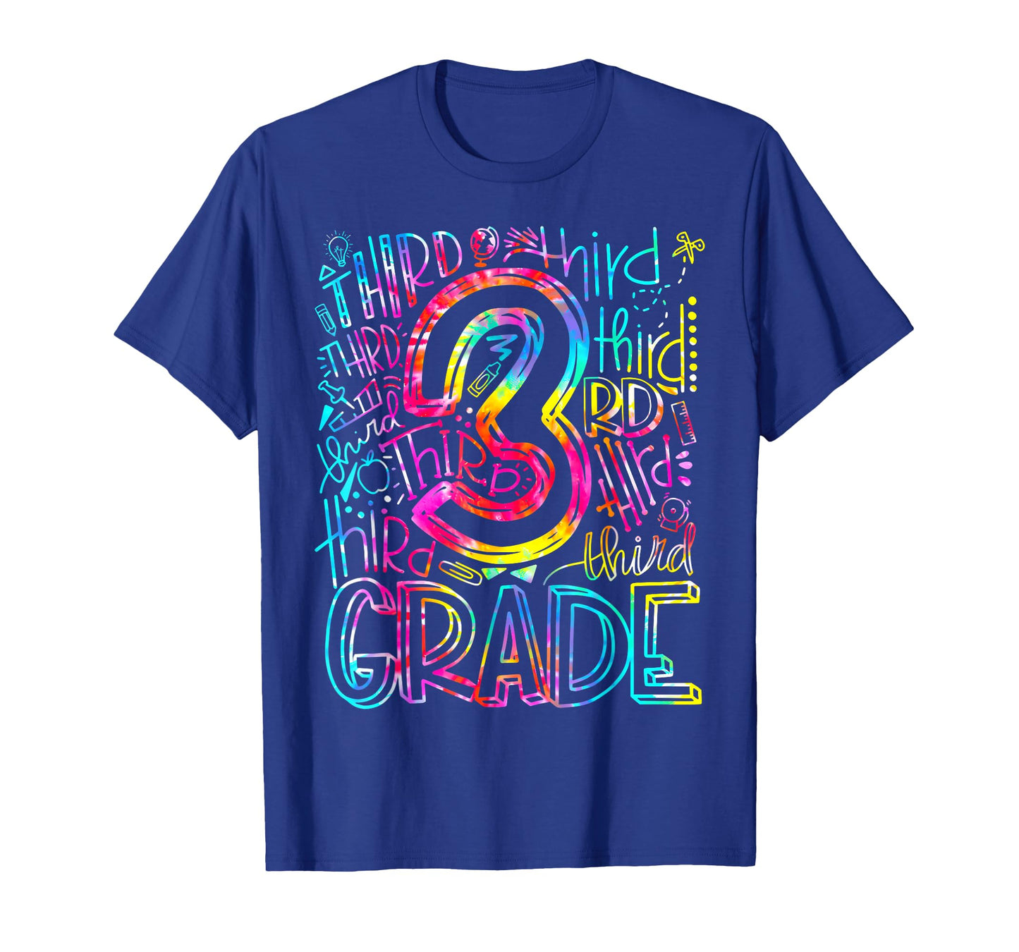Tie Dye 3rd Grade Typography Team Third Grade Teacher Gift T-Shirt