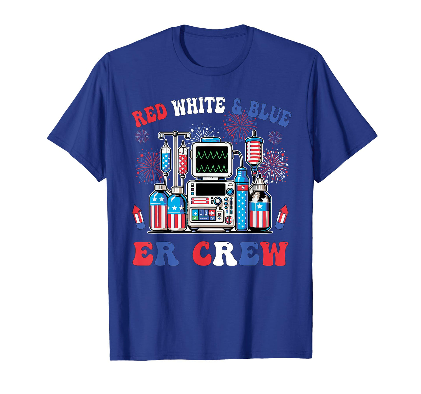 Red White And Blue ER Crew 4th Of July Nurse ER Crew T-Shirt