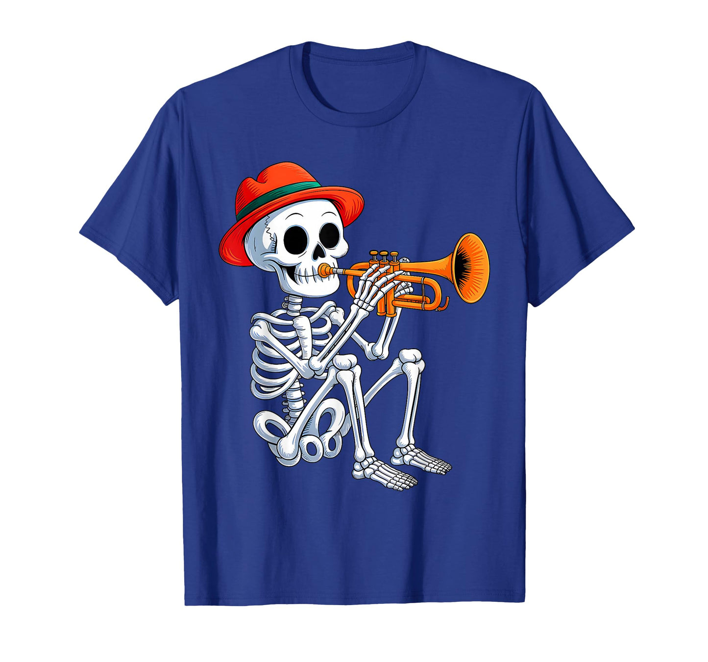 Skeleton Playing Trumpet Halloween Costume for Men Boys Kid T-Shirt
