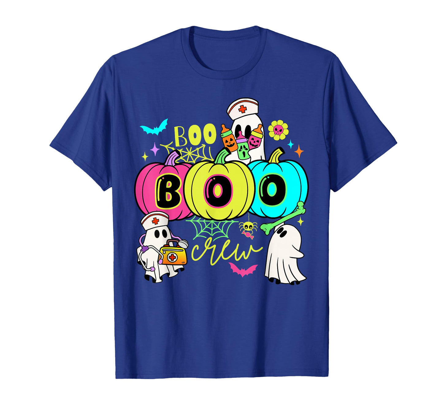 Fun Ghost Nurse Halloween Boo-Boo Crew Spooky Scrub Costume T-Shirt