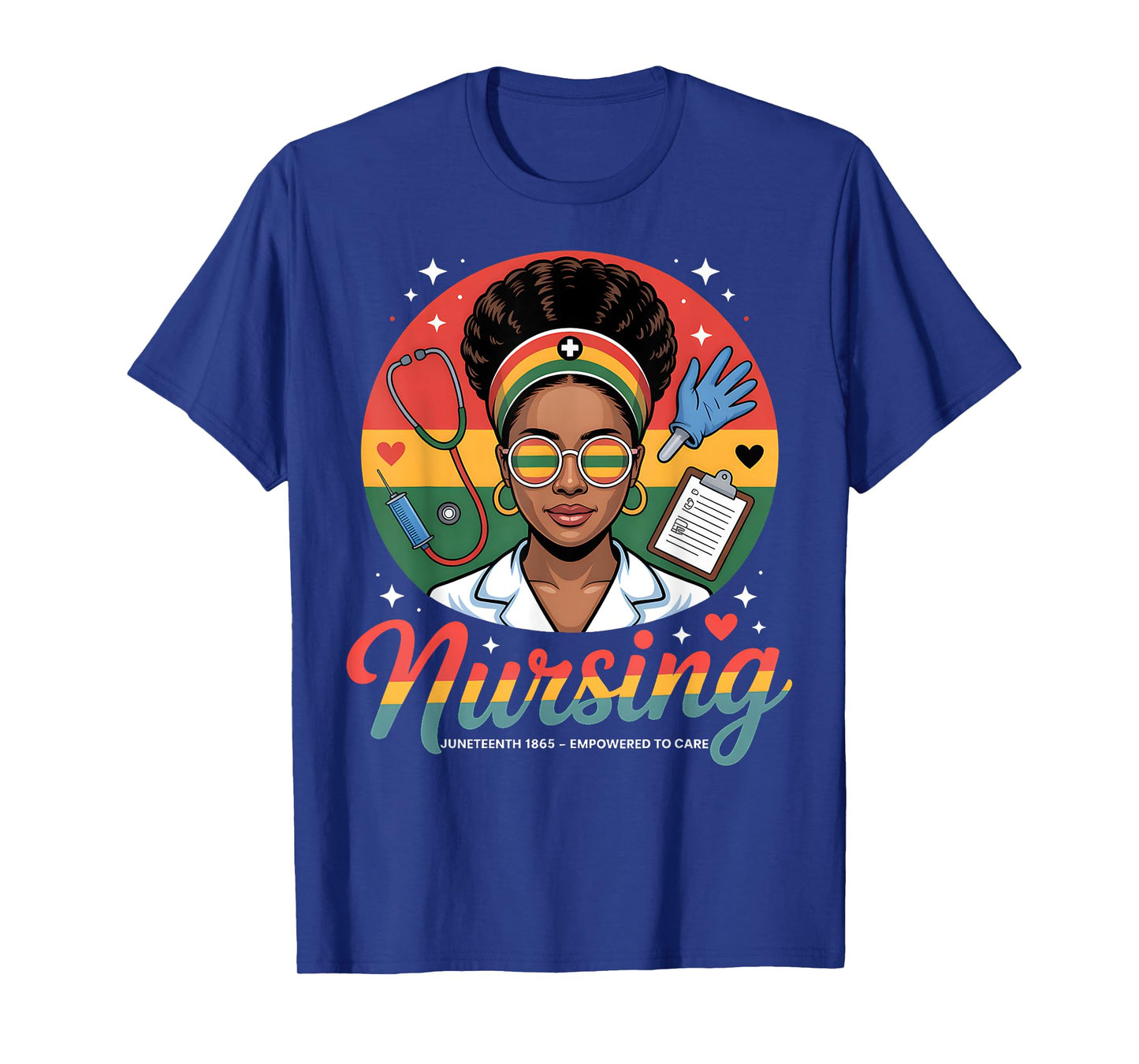 Juneteenth Nurse Pride Afro Rasta Healthcare Worker Design T-Shirt