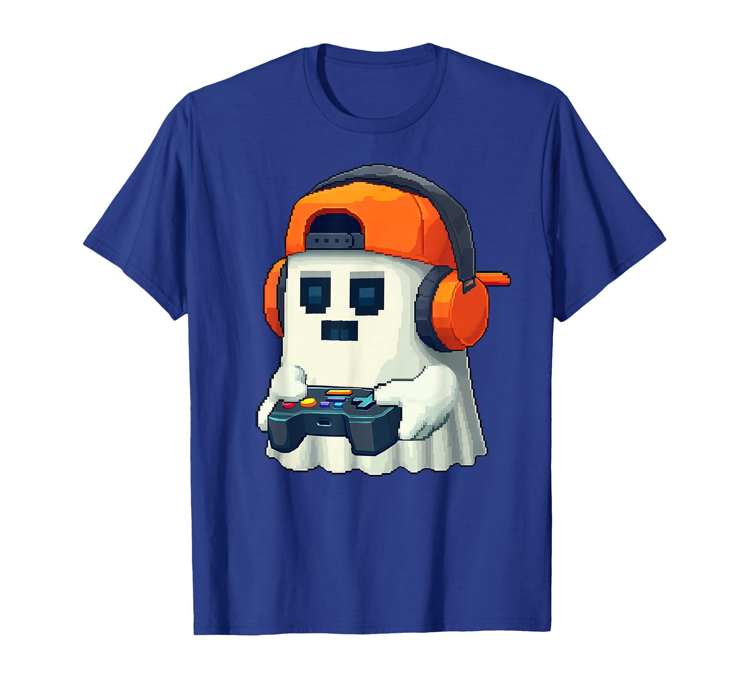 Halloween Ghost Gamer Funny Sunglasses Pixel Video Gaming T-Shirt
